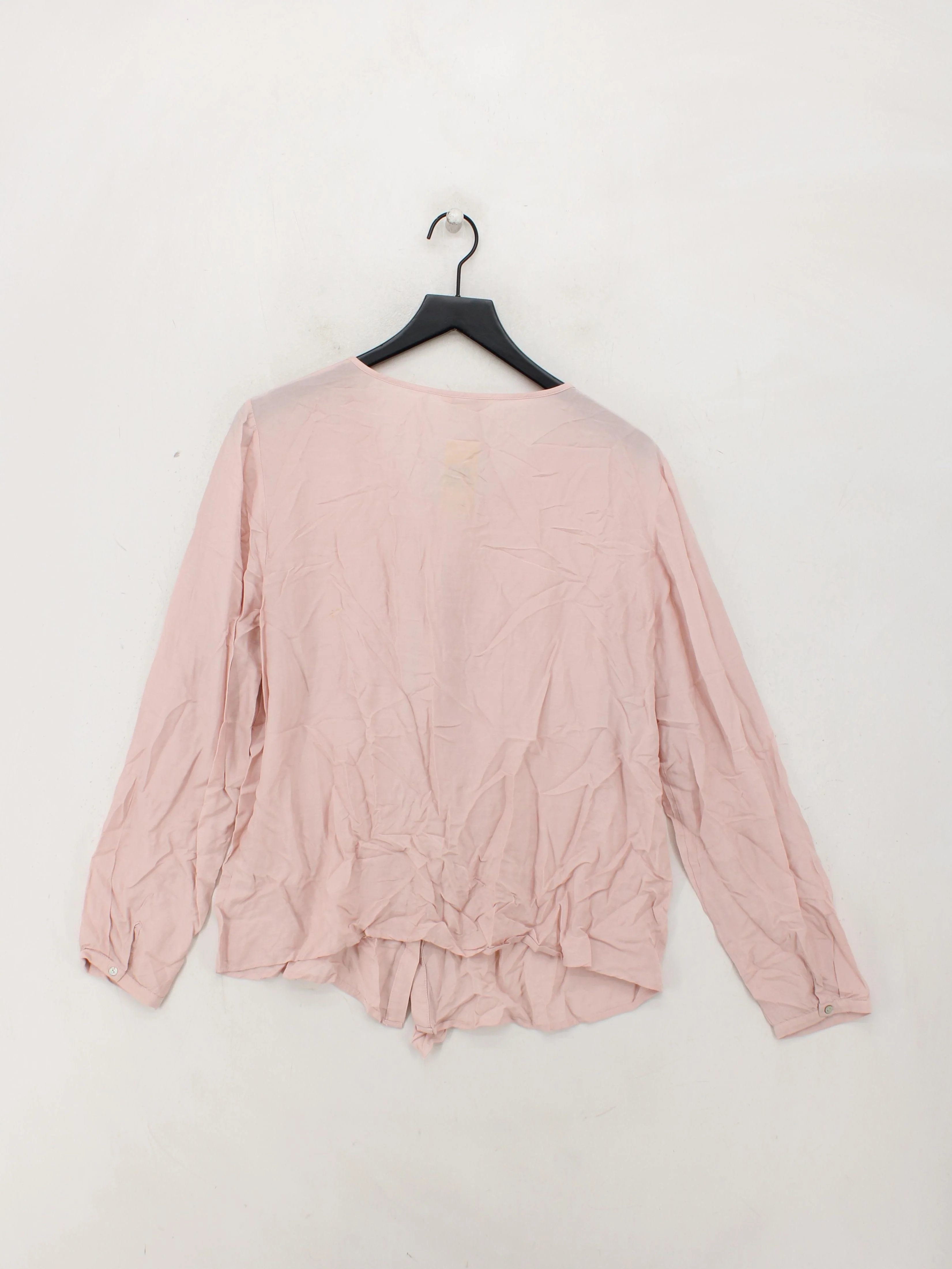 Monsoon Women's Blouse UK 18 Pink 100% Other Long Sleeve V-Neck Basic - Image 2