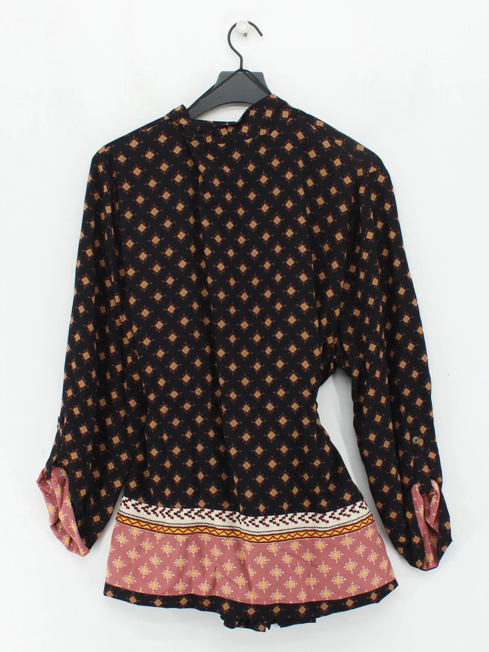 Monsoon Women's Blouse UK 22 Black 100% Viscose Long Sleeve Collared Basic - Image 2