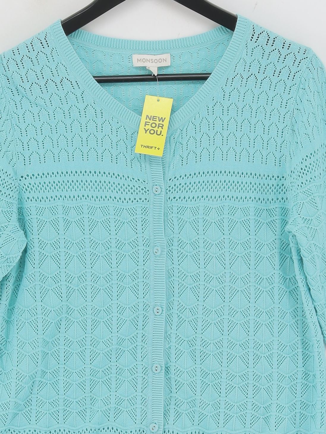 Monsoon Women's Cardigan L Blue 100% Cotton Round Neck Cardigan - Image 3