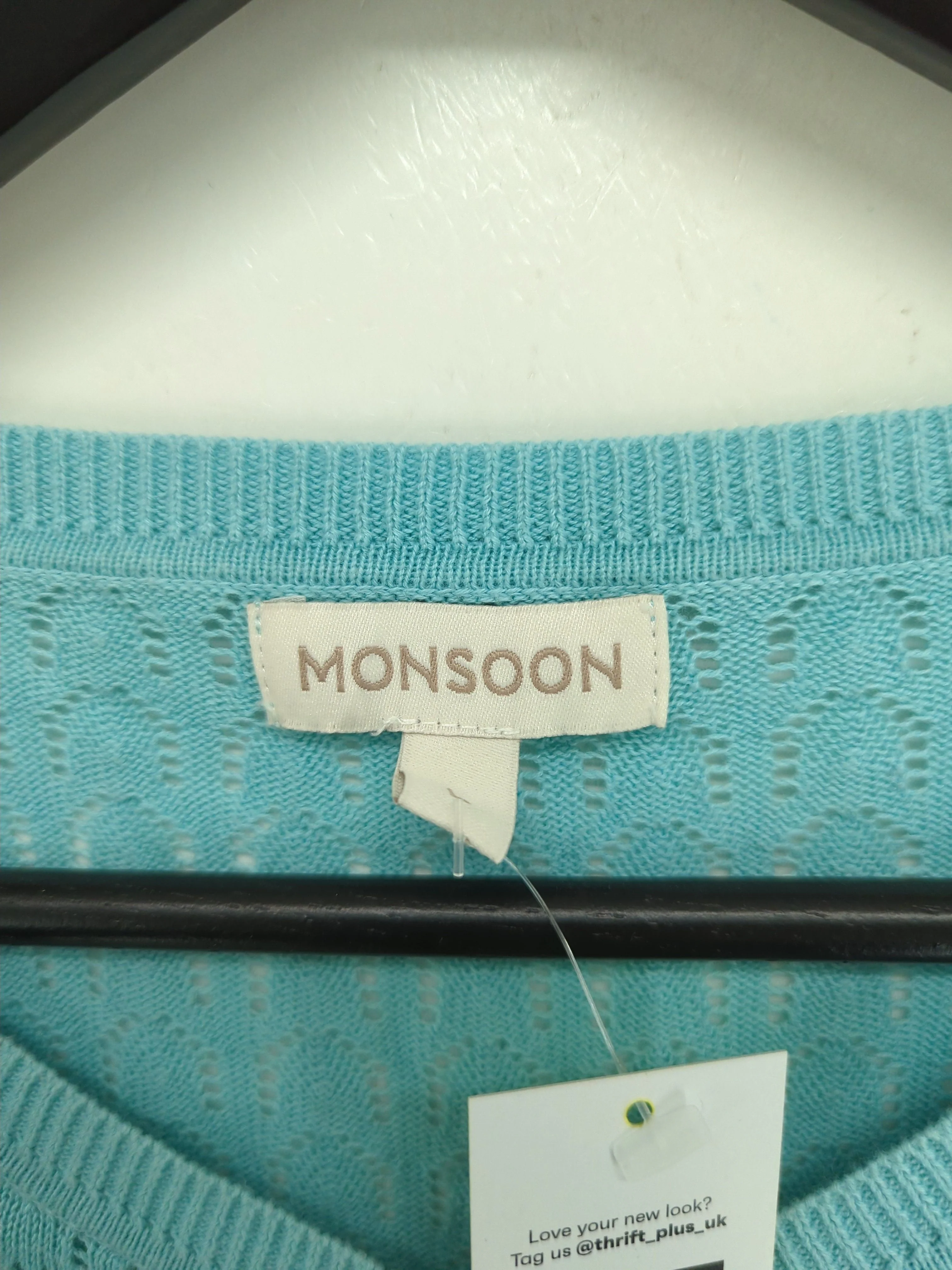 Monsoon Women's Cardigan L Blue 100% Cotton Round Neck Cardigan - Image 5