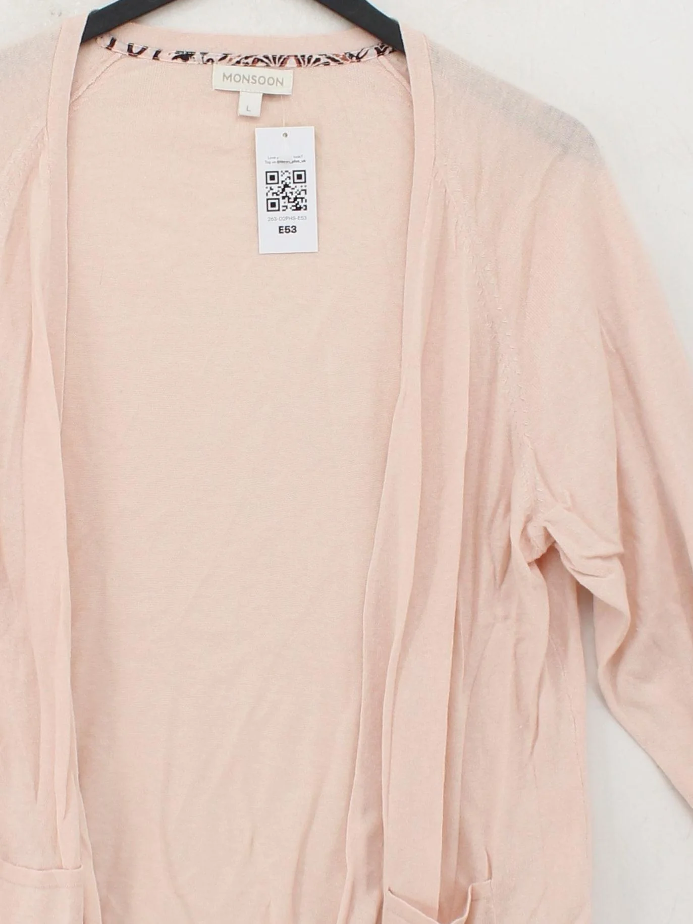 Monsoon Women's Cardigan L Cream Viscose with Cotton, Cashmere V-Neck Cardigan - Image 3