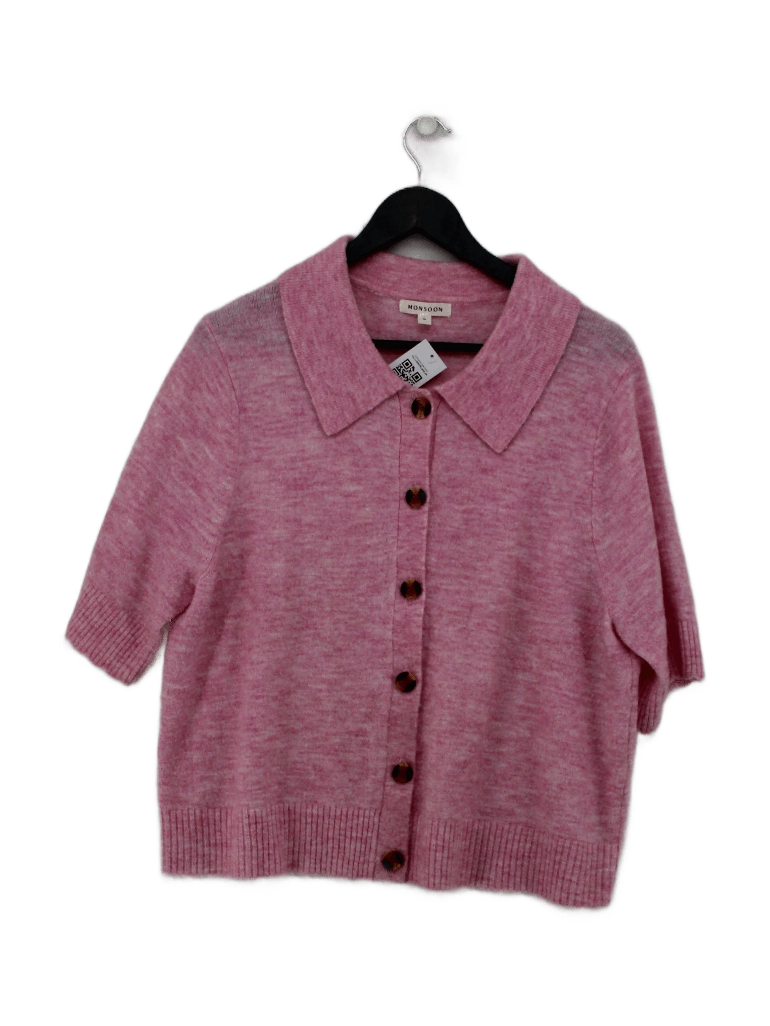 Monsoon Women's Cardigan L Pink 100% Other Collared Cardigan