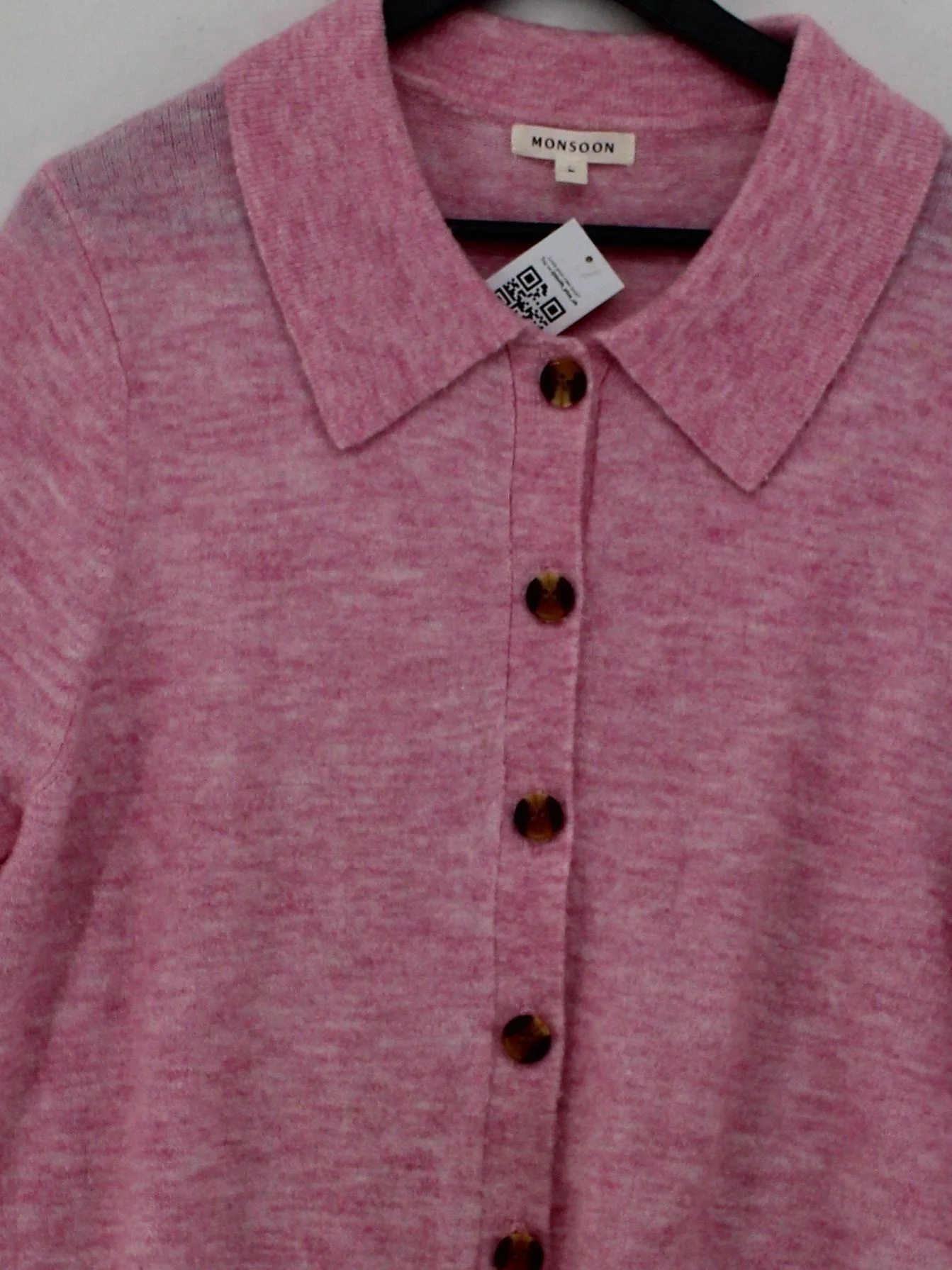Monsoon Women's Cardigan L Pink 100% Other Collared Cardigan - Image 3