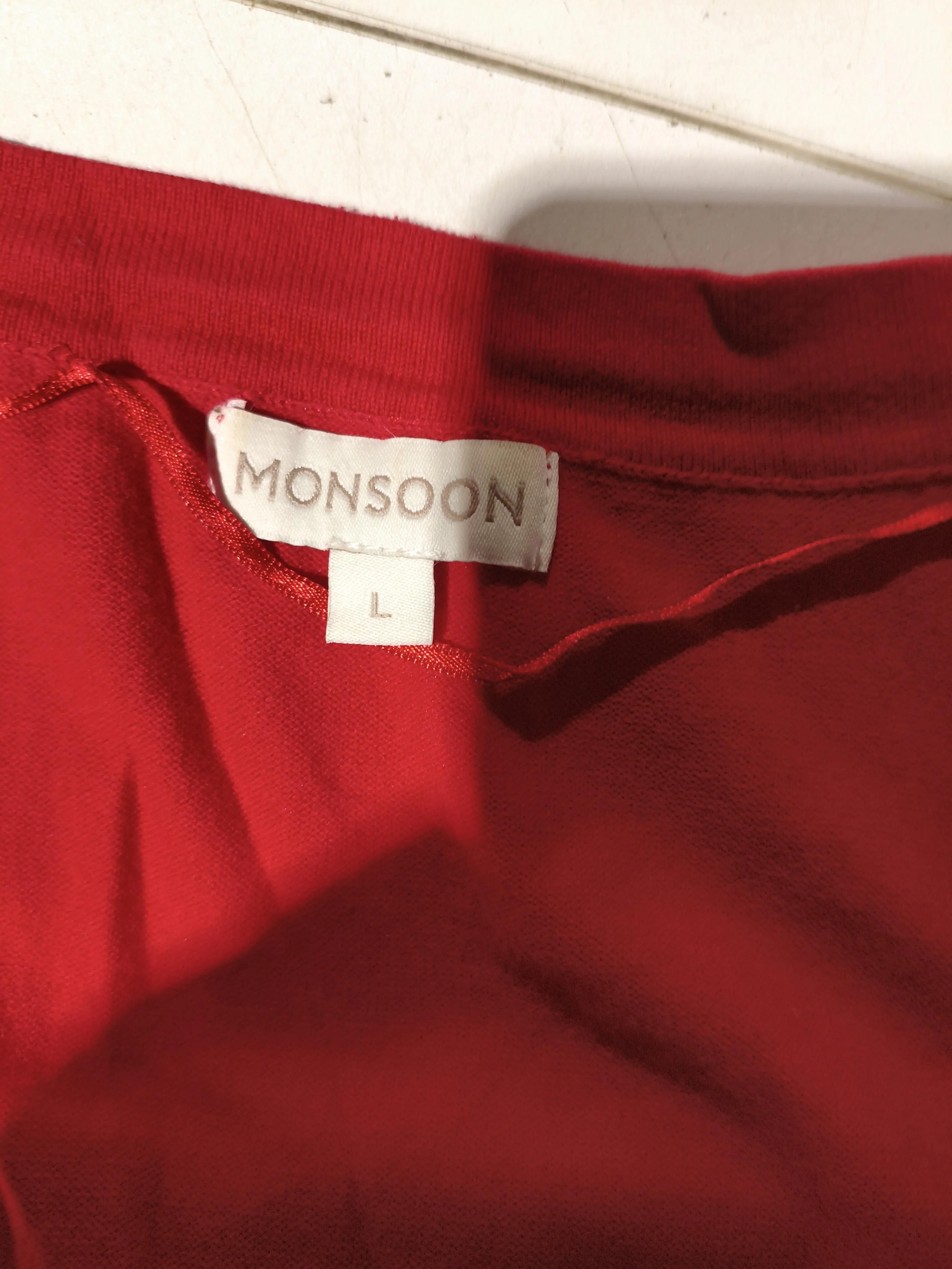 Monsoon Women's Cardigan L Red Cotton with Nylon, Elastane Round Neck Cardigan - Image 6