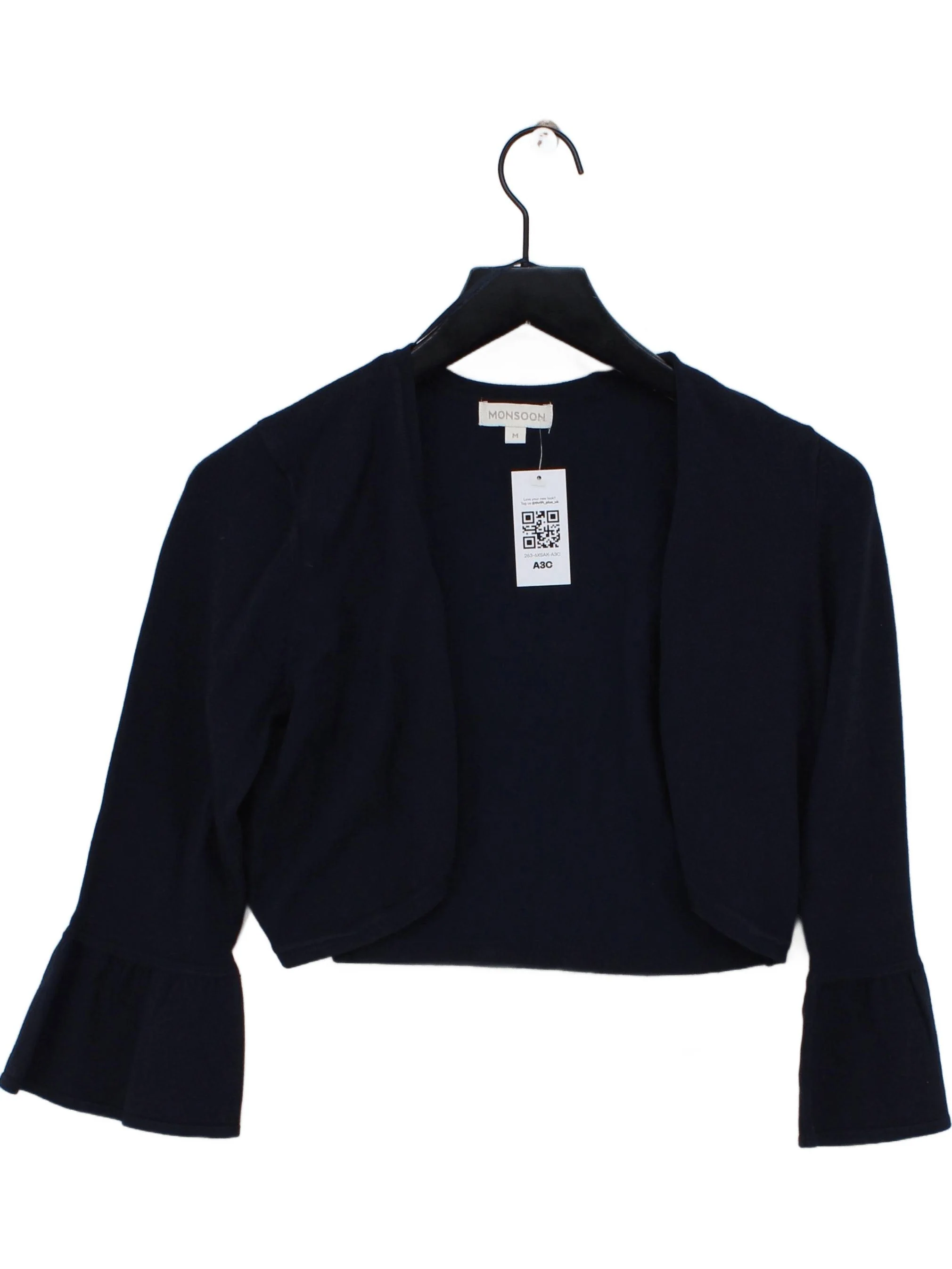 Monsoon Women's Cardigan M Blue Viscose with Nylon V-Neck Cardigan