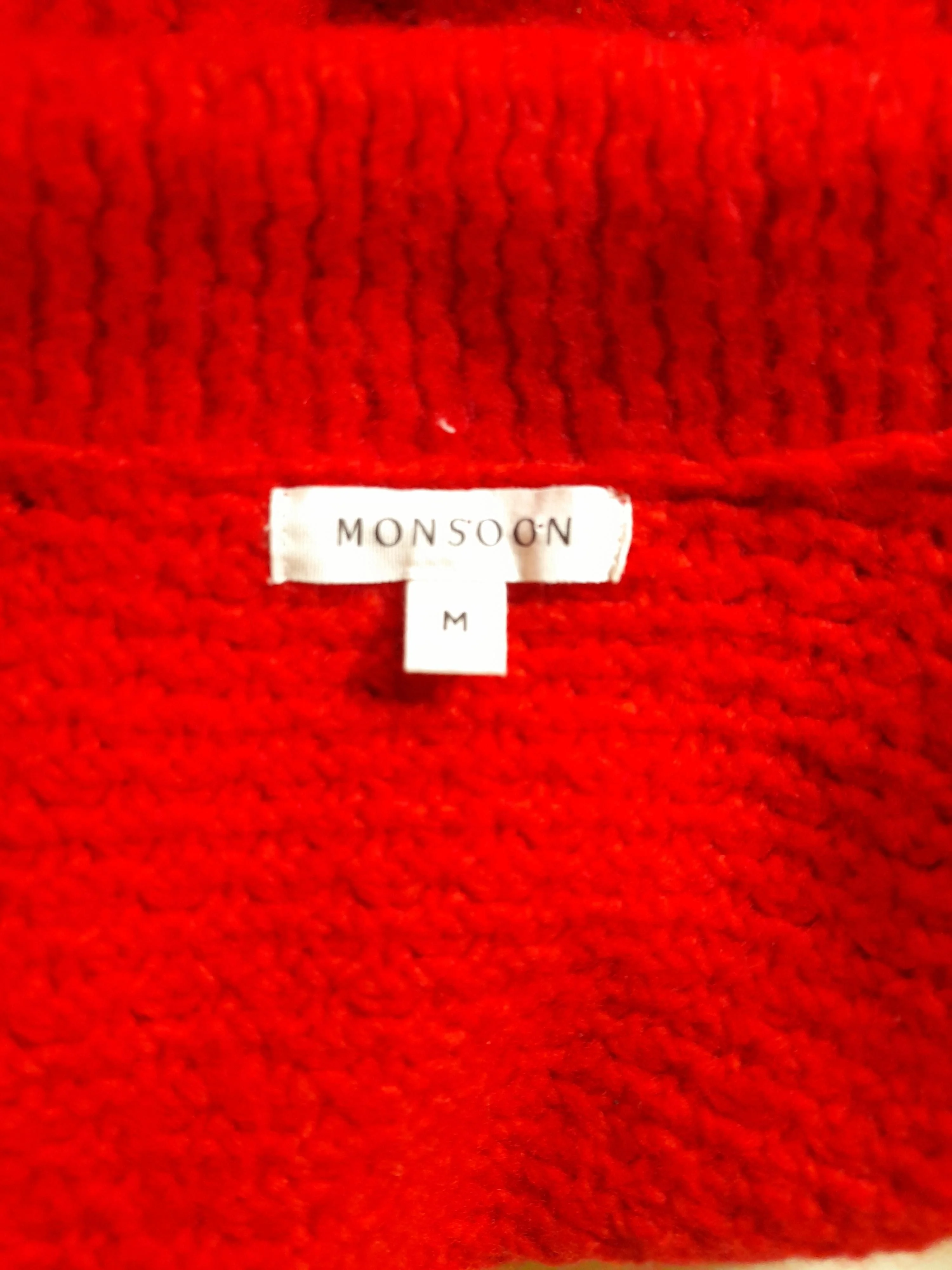 Monsoon Women's Cardigan M Red Polyester with Acrylic, Nylon Collared Cardigan - Image 5
