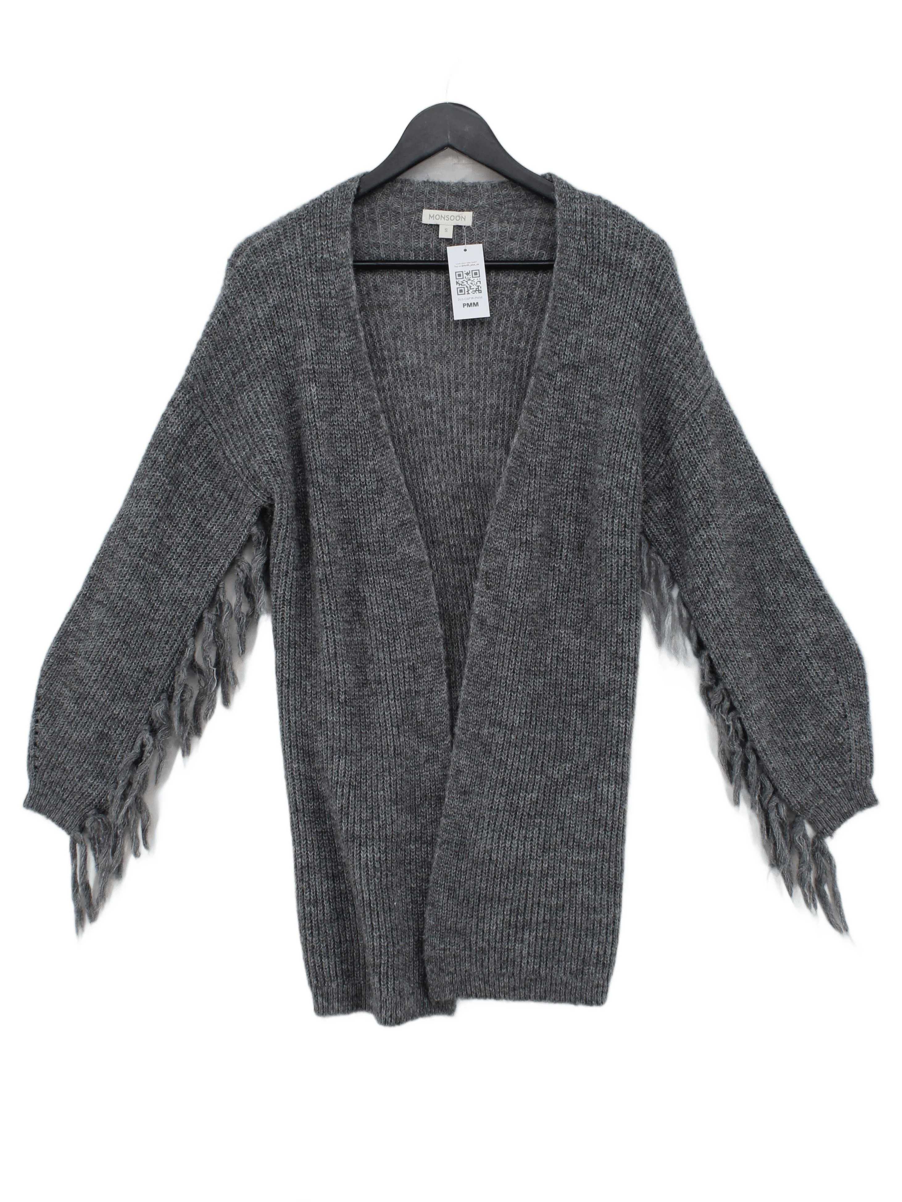 Monsoon Women's Cardigan S Grey Polyester with Nylon, Wool V-Neck Cardigan