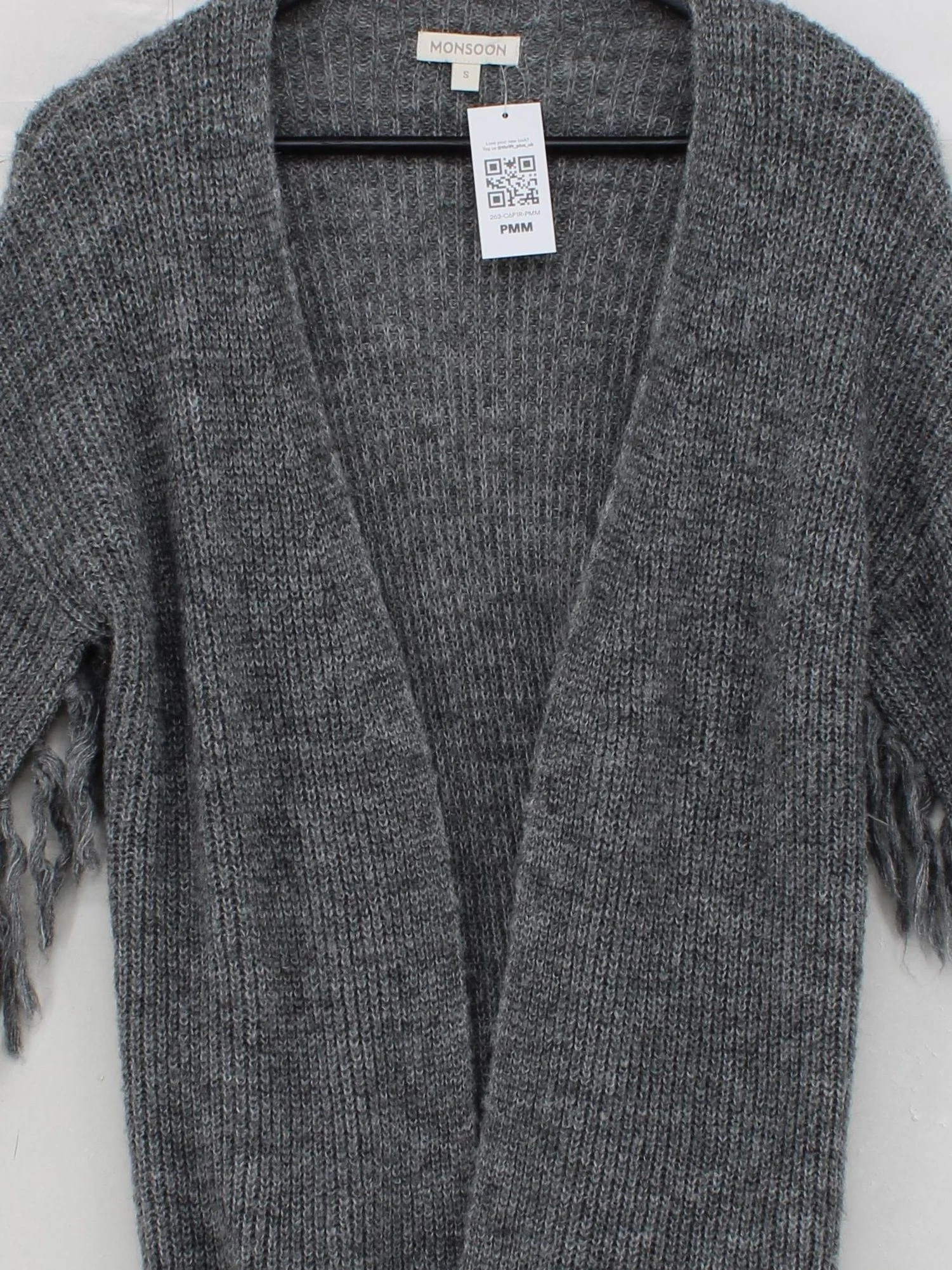 Monsoon Women's Cardigan S Grey Polyester with Nylon, Wool V-Neck Cardigan - Image 3