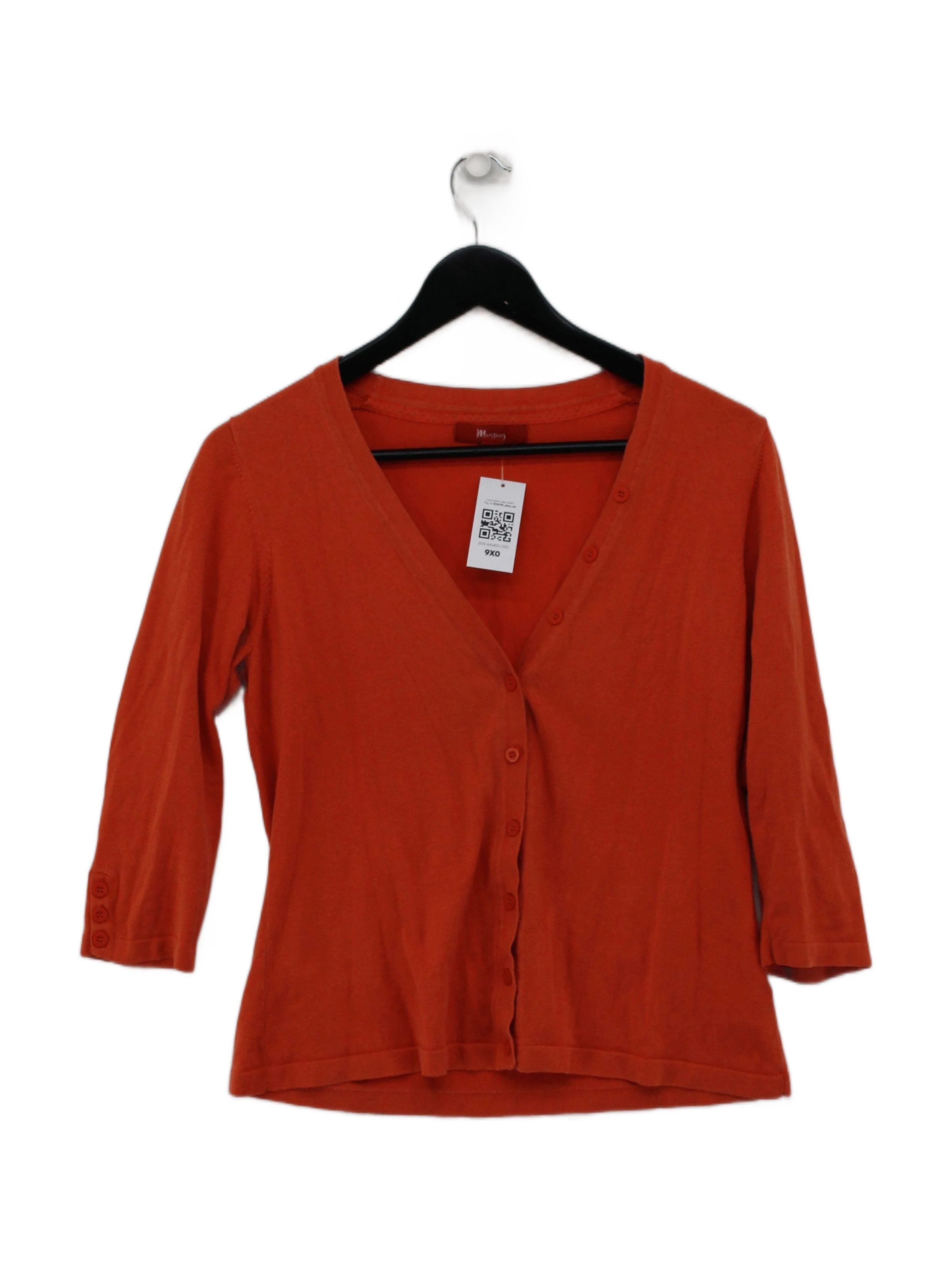 Monsoon Women's Cardigan S Orange Cotton with Nylon, Elastane V-Neck Cardigan