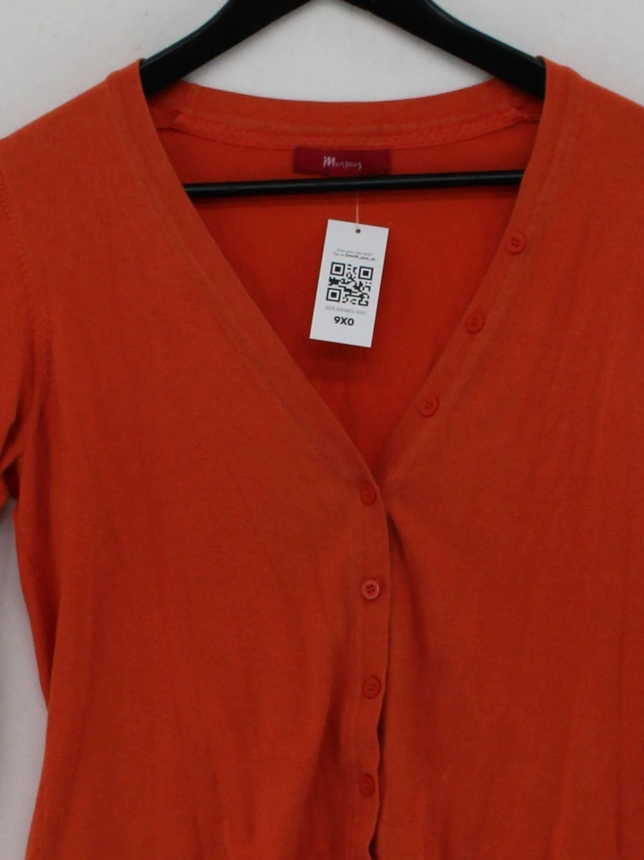 Monsoon Women's Cardigan S Orange Cotton with Nylon, Elastane V-Neck Cardigan - Image 3