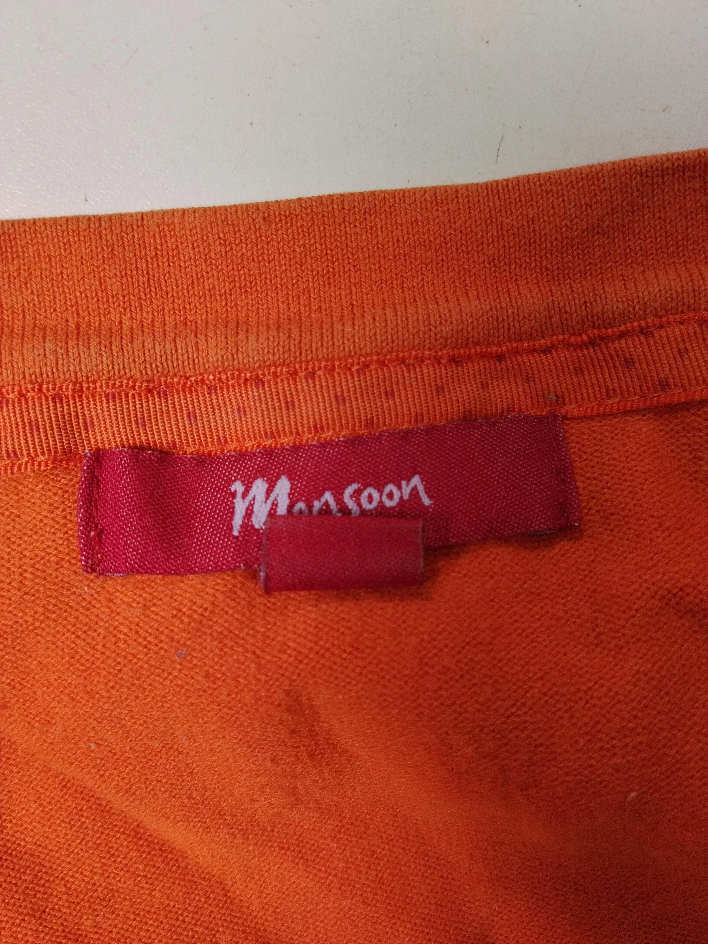 Monsoon Women's Cardigan S Orange Cotton with Nylon, Elastane V-Neck Cardigan - Image 5