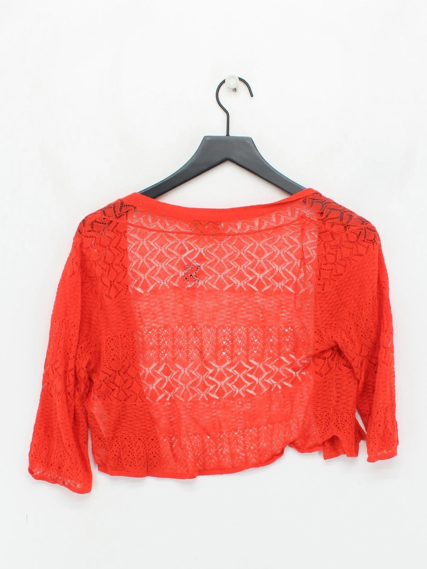 Monsoon Women's Cardigan UK 10 Red Geometric Linen with Cotton V-Neck Cardigan - Image 2