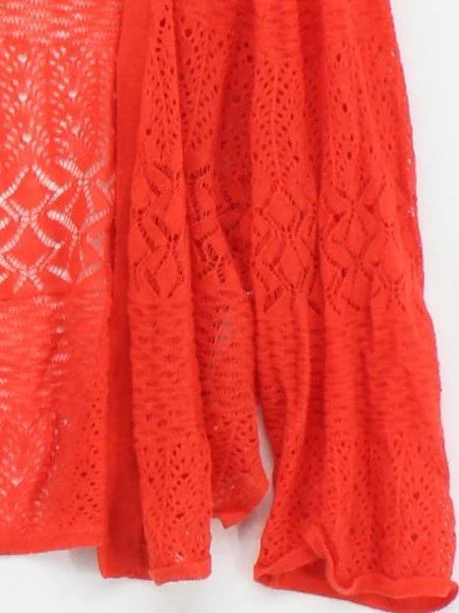 Monsoon Women's Cardigan UK 10 Red Geometric Linen with Cotton V-Neck Cardigan - Image 4