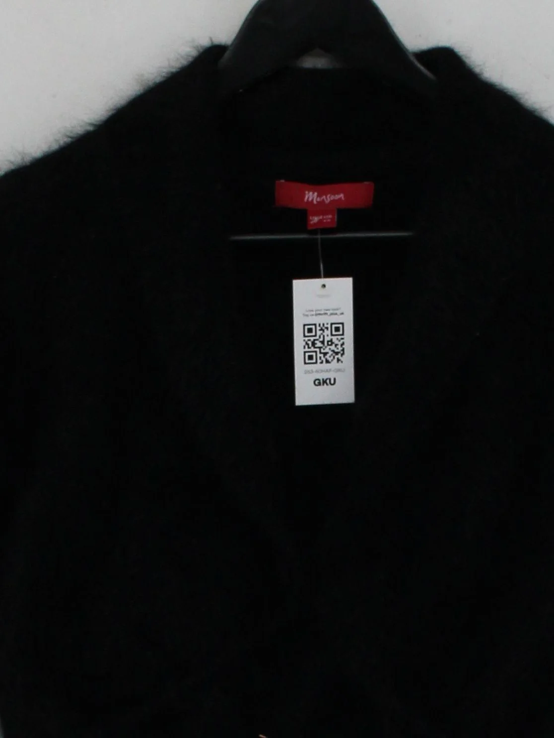 Monsoon Women's Cardigan UK 12 Black Angora with Nylon V-Neck Cardigan - Image 3
