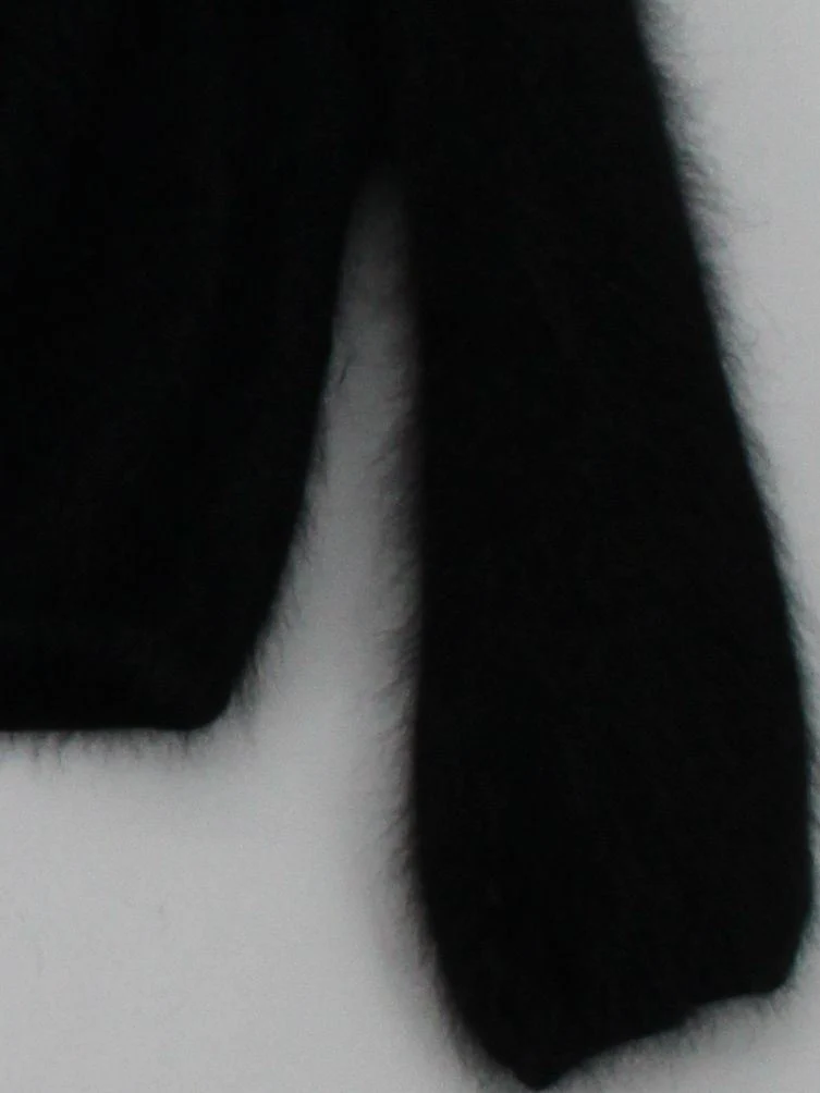 Monsoon Women's Cardigan UK 12 Black Angora with Nylon V-Neck Cardigan - Image 4