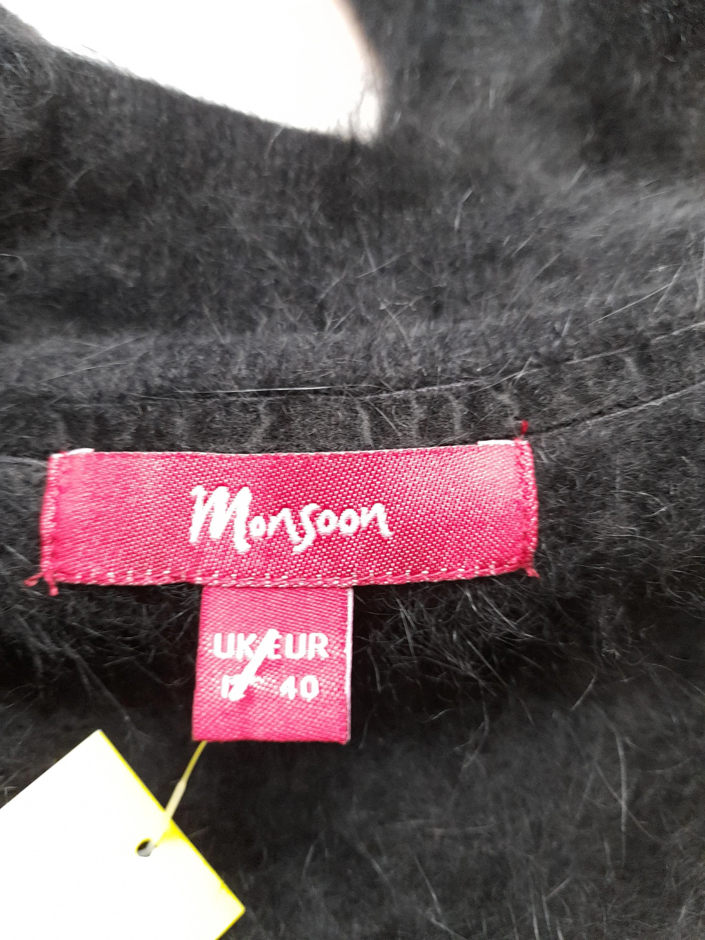 Monsoon Women's Cardigan UK 12 Black Angora with Nylon V-Neck Cardigan - Image 5