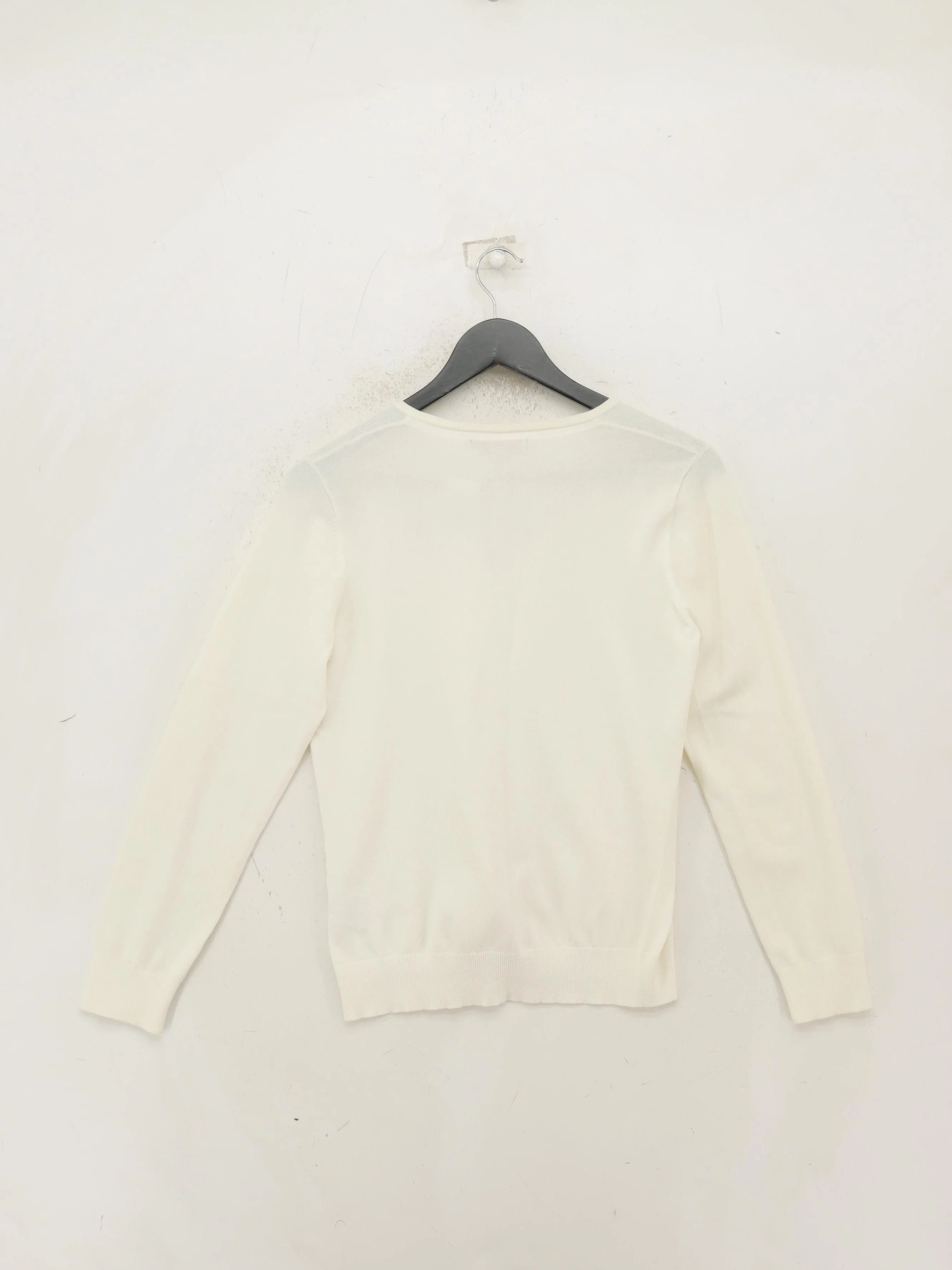 Monsoon Women's Cardigan UK 12 Cream Cotton with Nylon, Elastane V-Neck Cardigan - Image 2