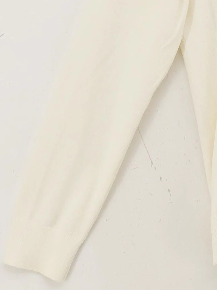 Monsoon Women's Cardigan UK 12 Cream Cotton with Nylon, Elastane V-Neck Cardigan - Image 4