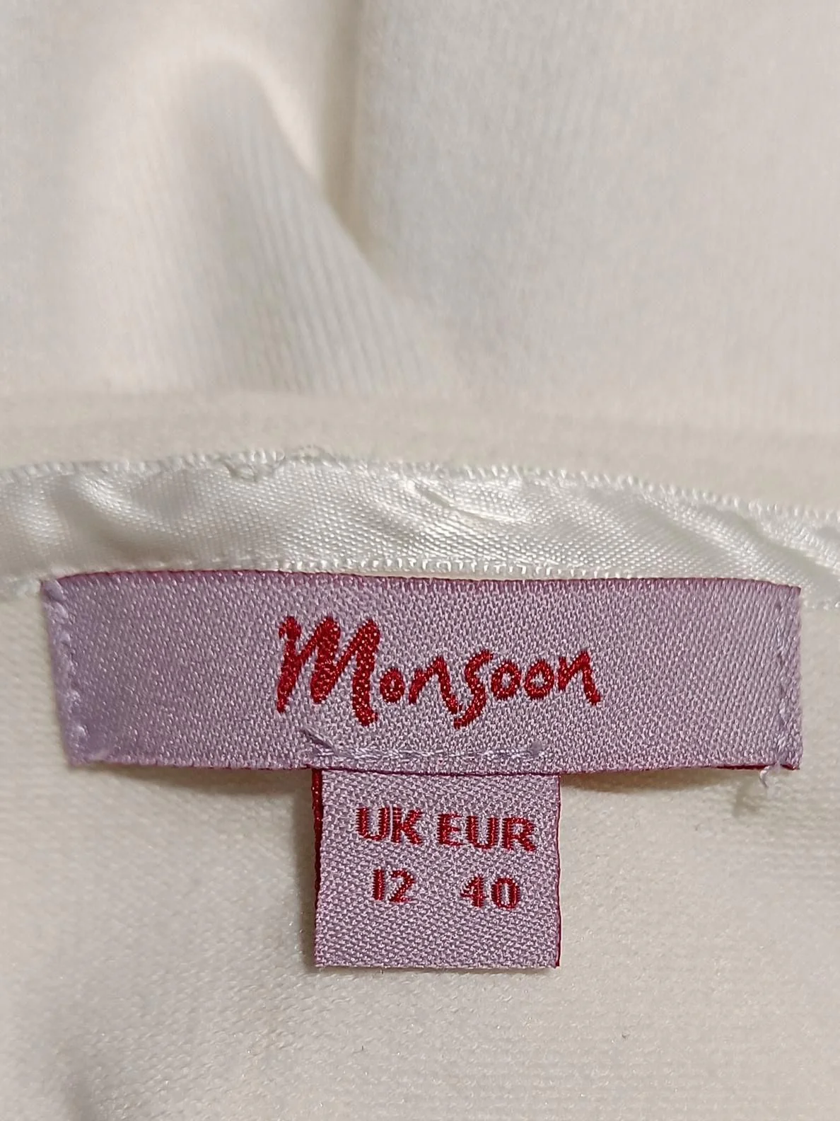 Monsoon Women's Cardigan UK 12 Cream Cotton with Nylon, Elastane V-Neck Cardigan - Image 5