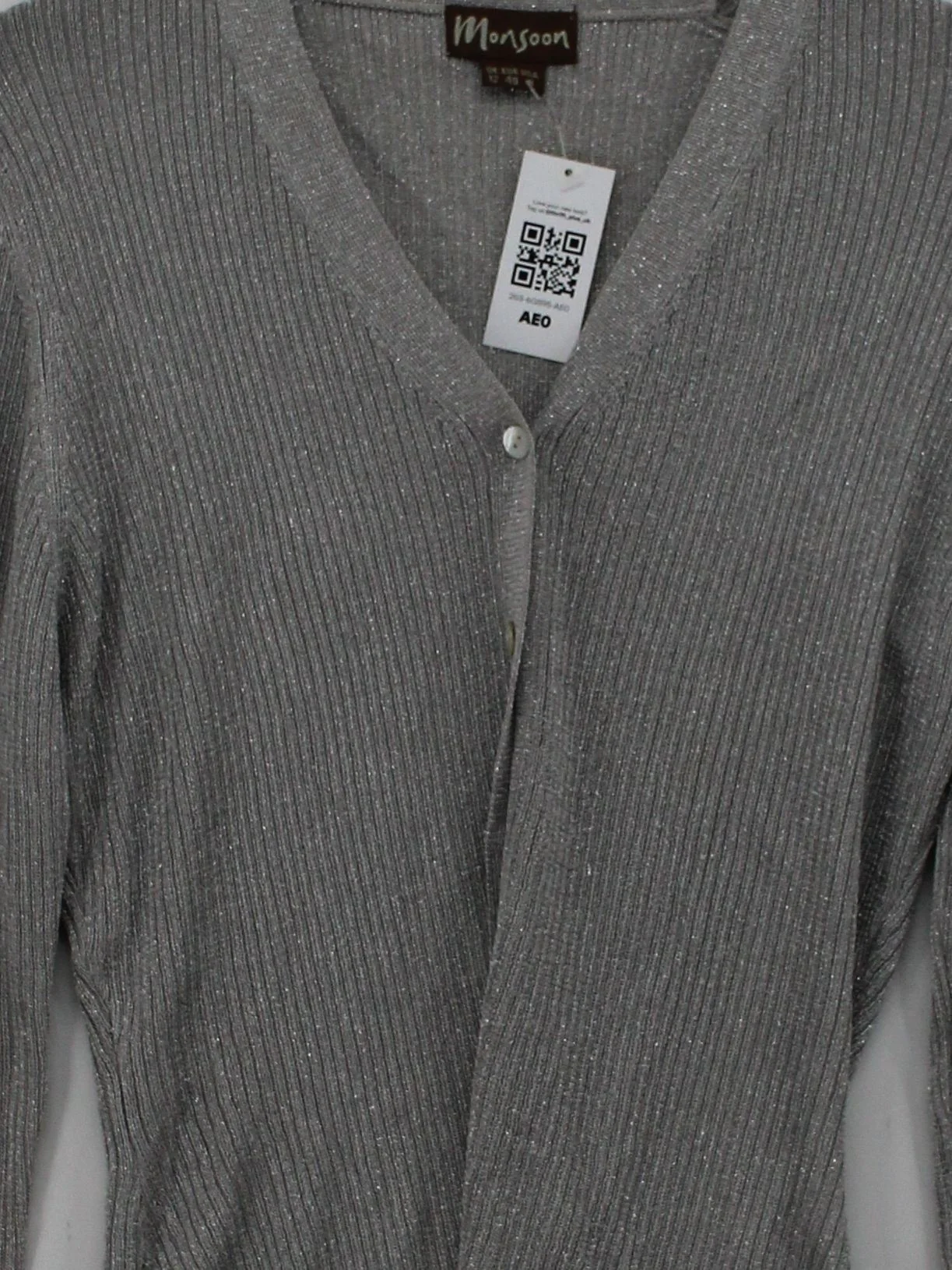 Monsoon Women's Cardigan UK 12 Grey Viscose with Polyester V-Neck Cardigan - Image 3