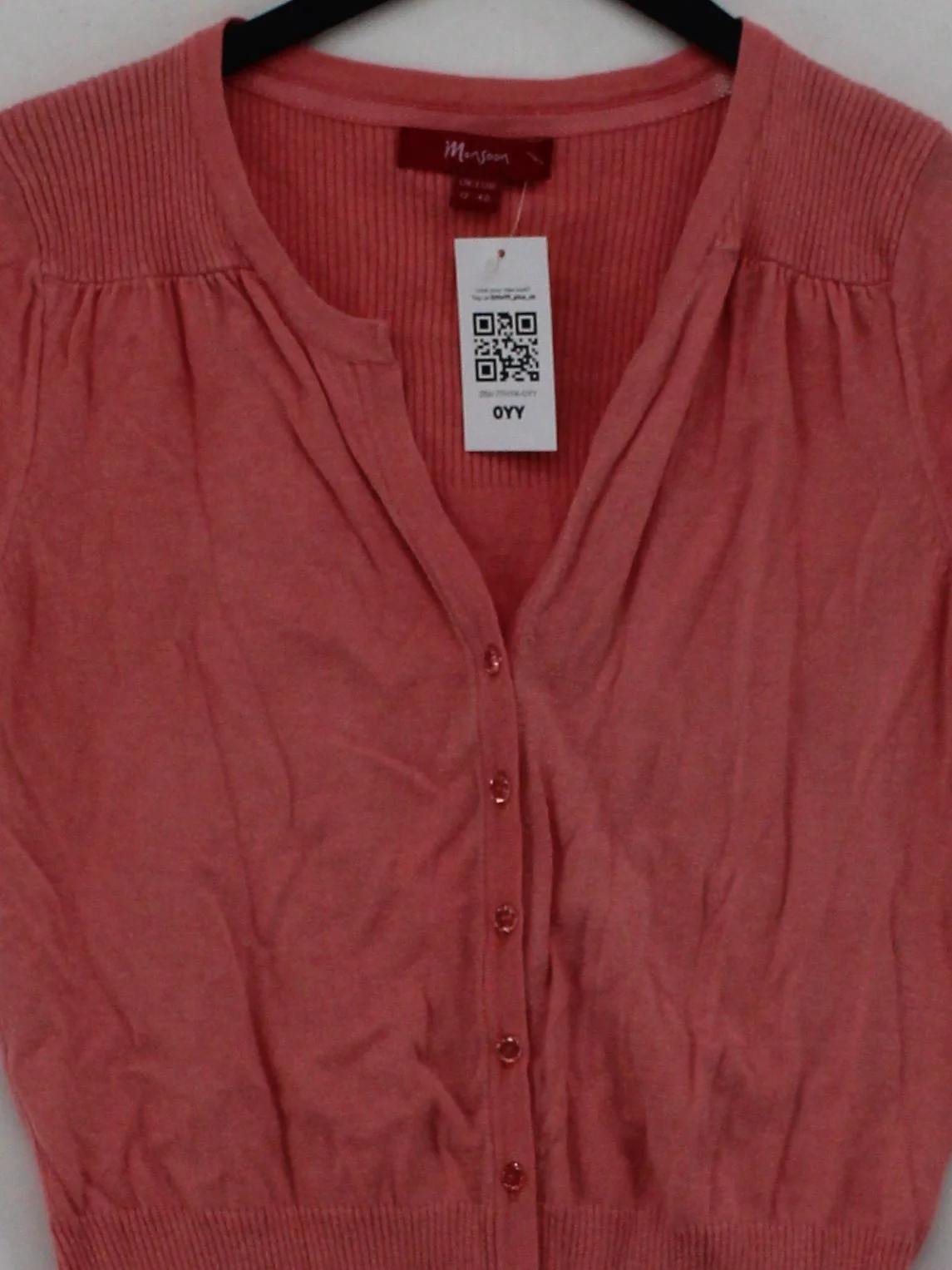 Monsoon Women's Cardigan UK 12 Pink 100% Cotton Round Neck Cardigan - Image 3