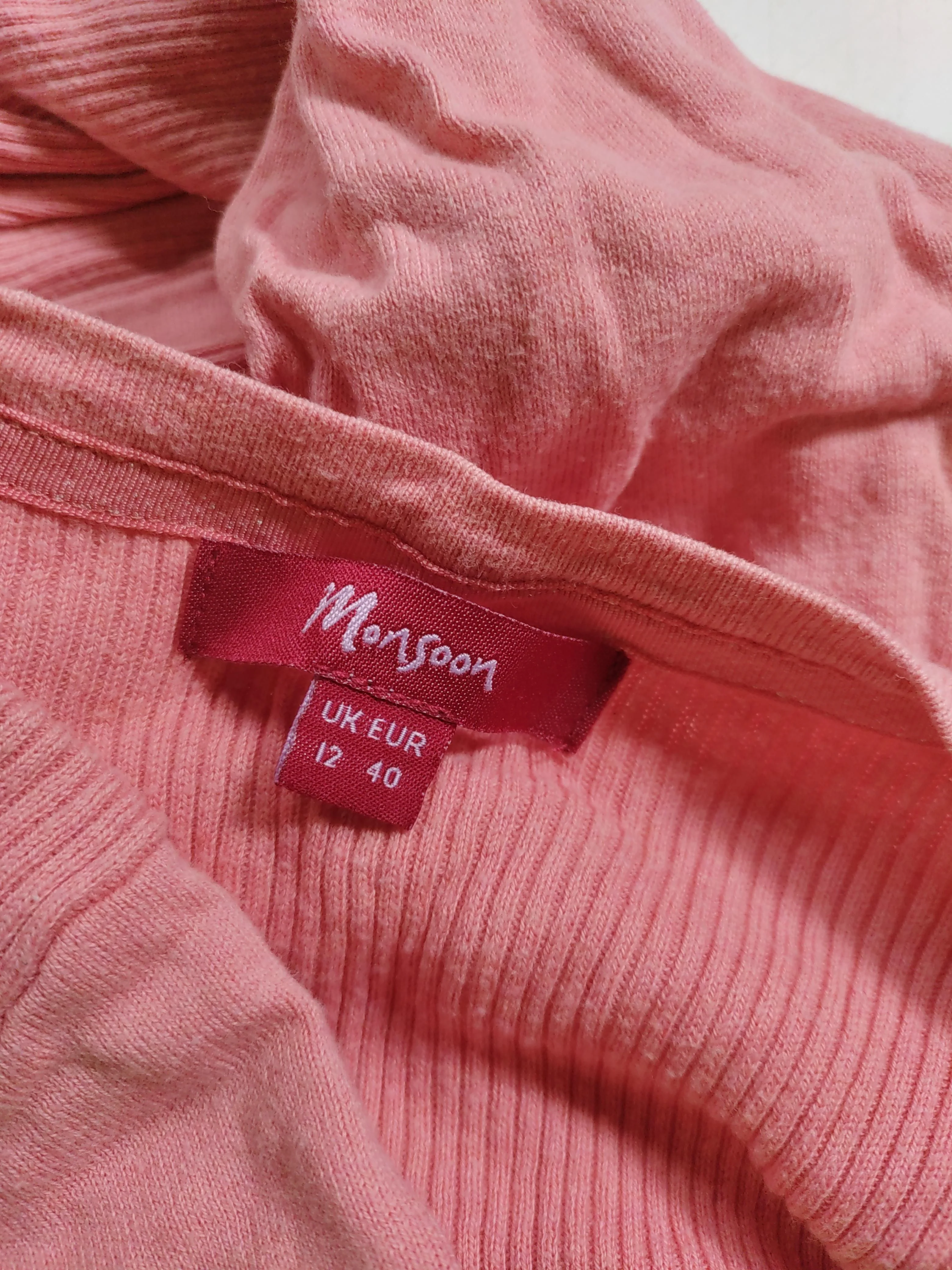 Monsoon Women's Cardigan UK 12 Pink 100% Cotton Round Neck Cardigan - Image 5
