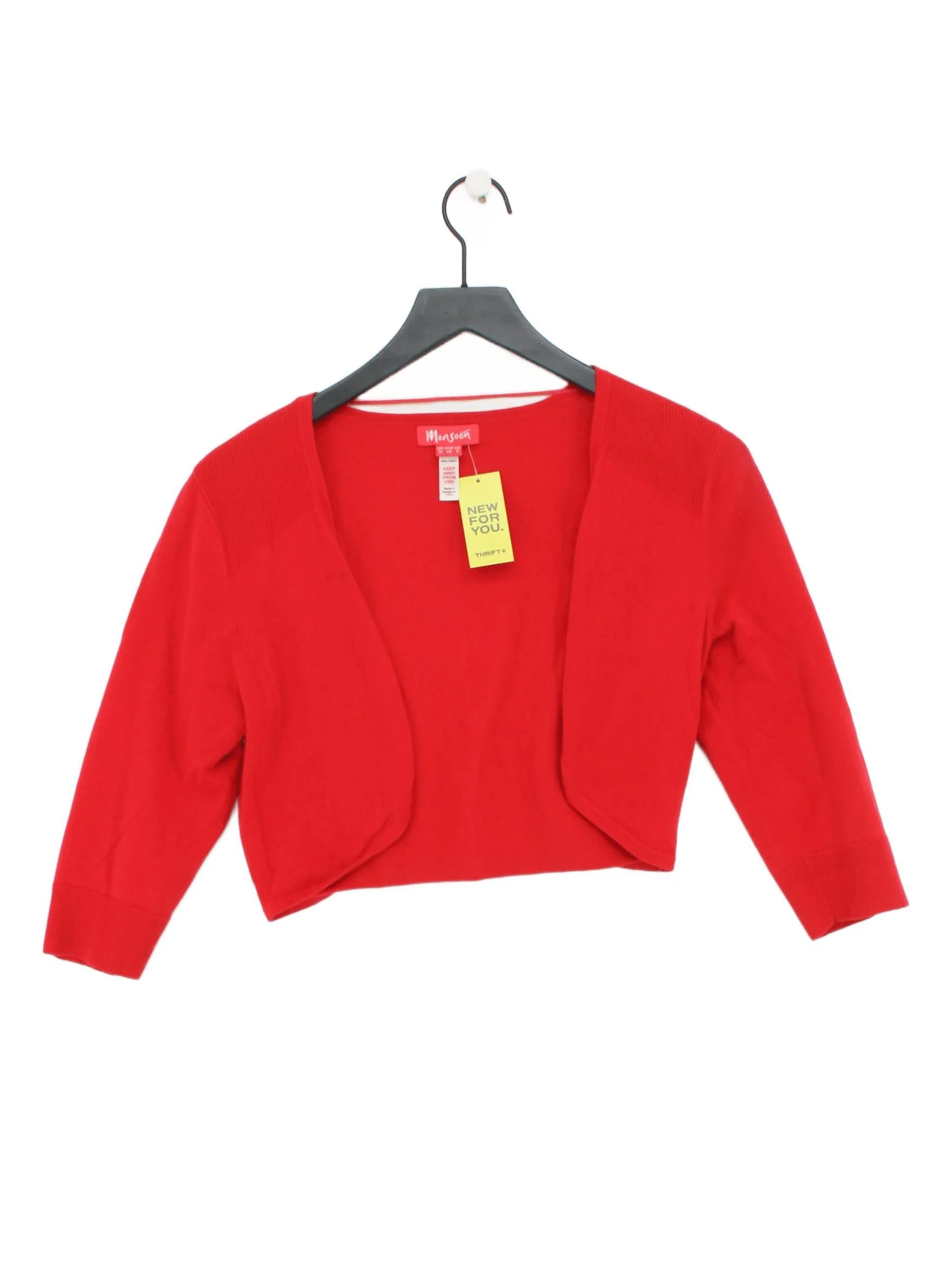 Monsoon Women's Cardigan UK 12 Red Cotton with Nylon, Elastane Cardigan