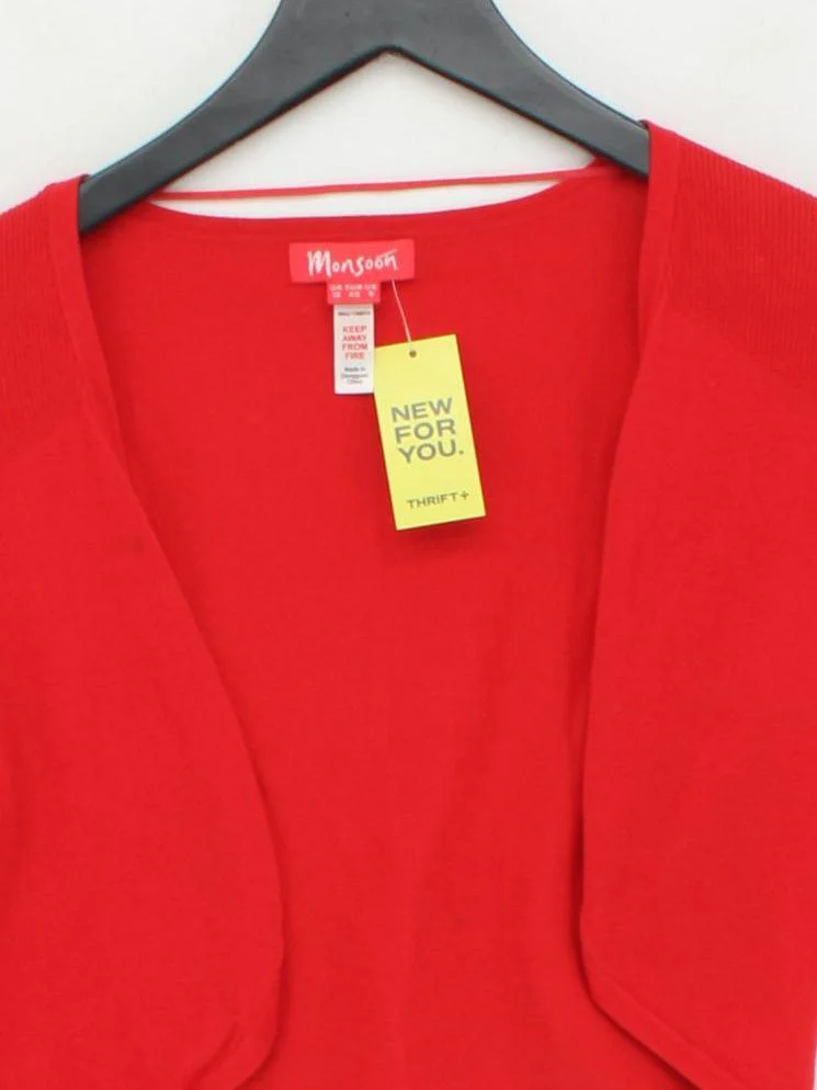 Monsoon Women's Cardigan UK 12 Red Cotton with Nylon, Elastane Cardigan - Image 3