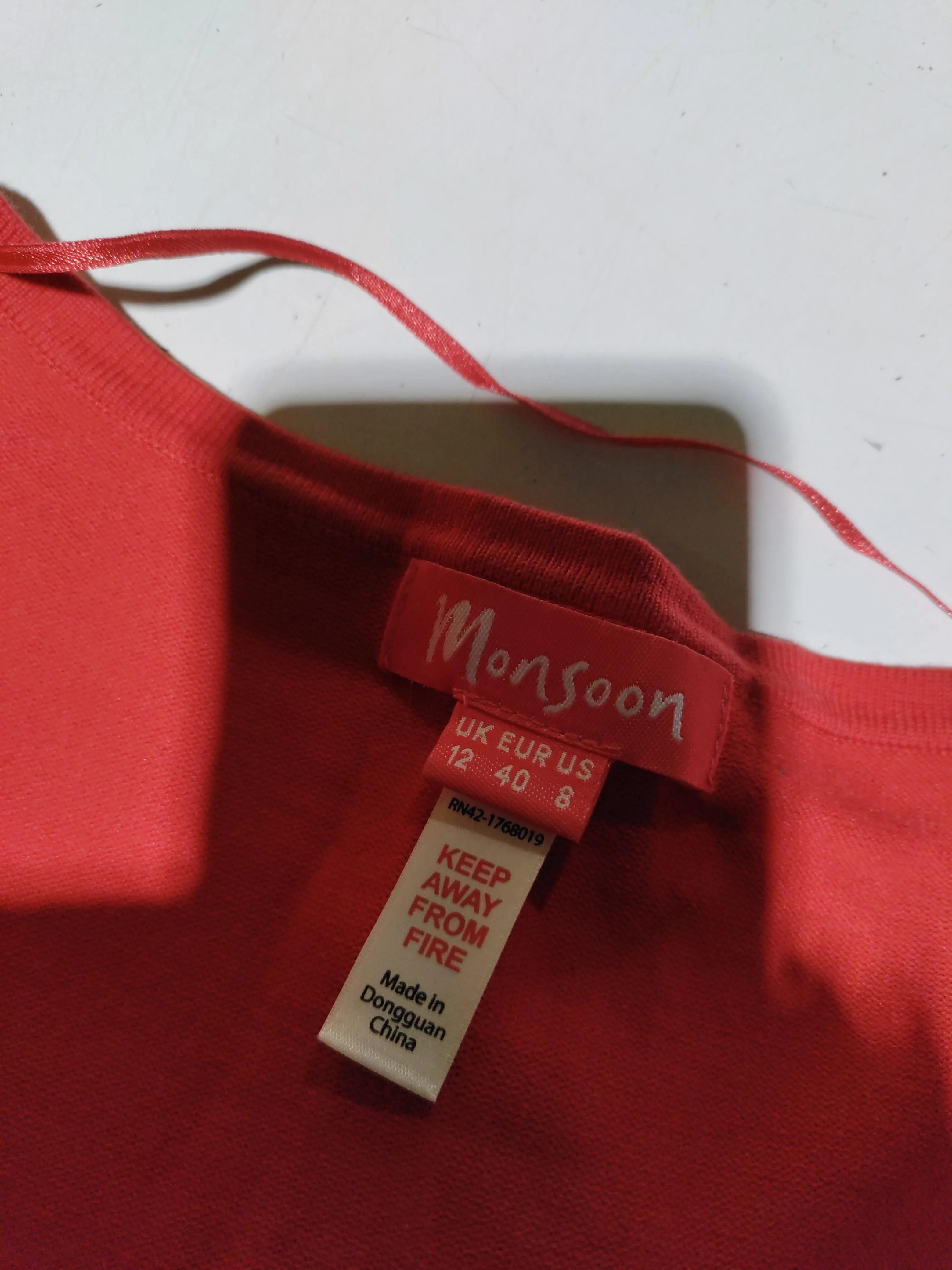 Monsoon Women's Cardigan UK 12 Red Cotton with Nylon, Elastane Cardigan - Image 6