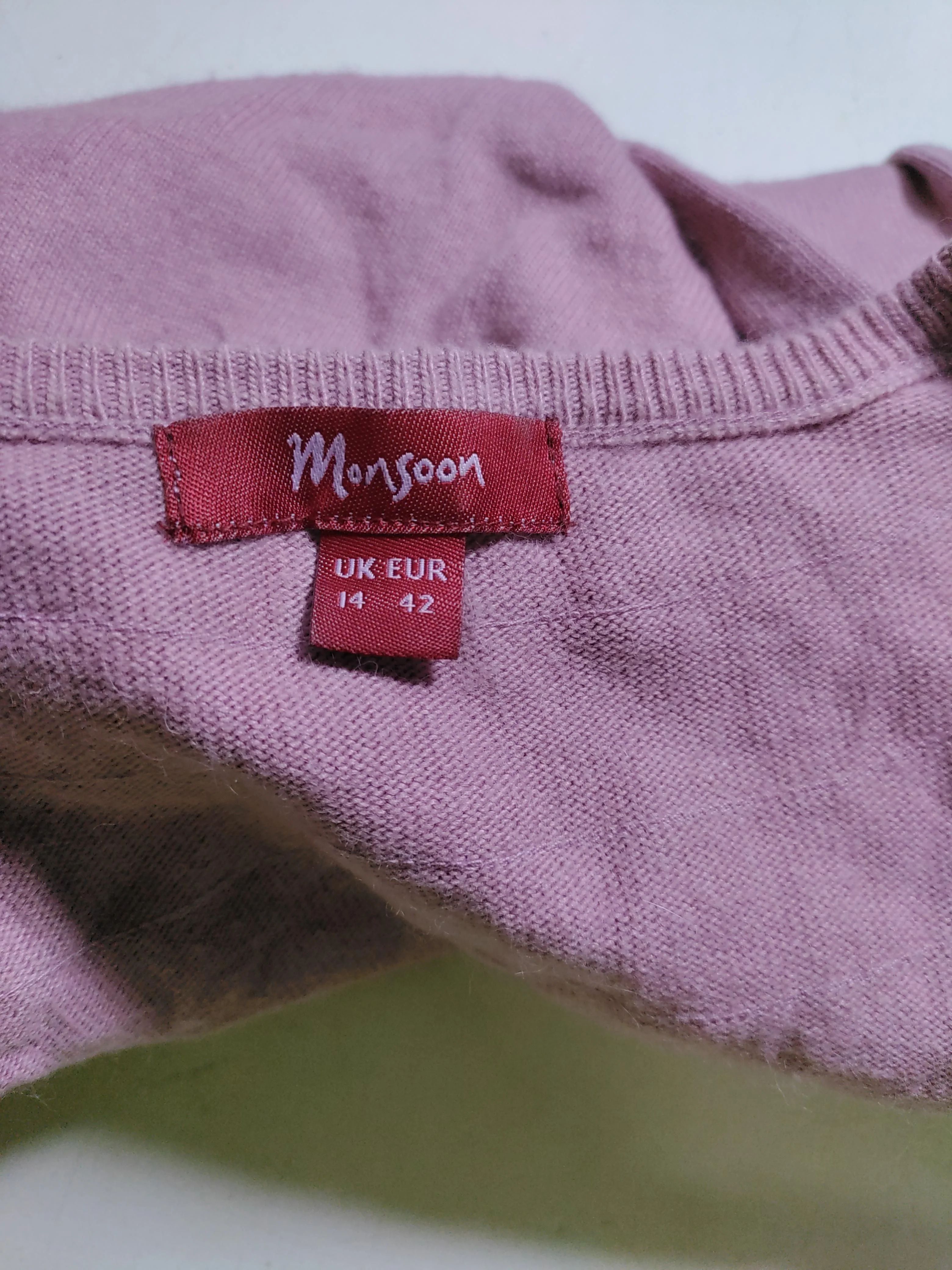 Monsoon Women's Cardigan UK 14 Pink Cotton with Viscose, Nylon, Angora Cardigan - Image 6