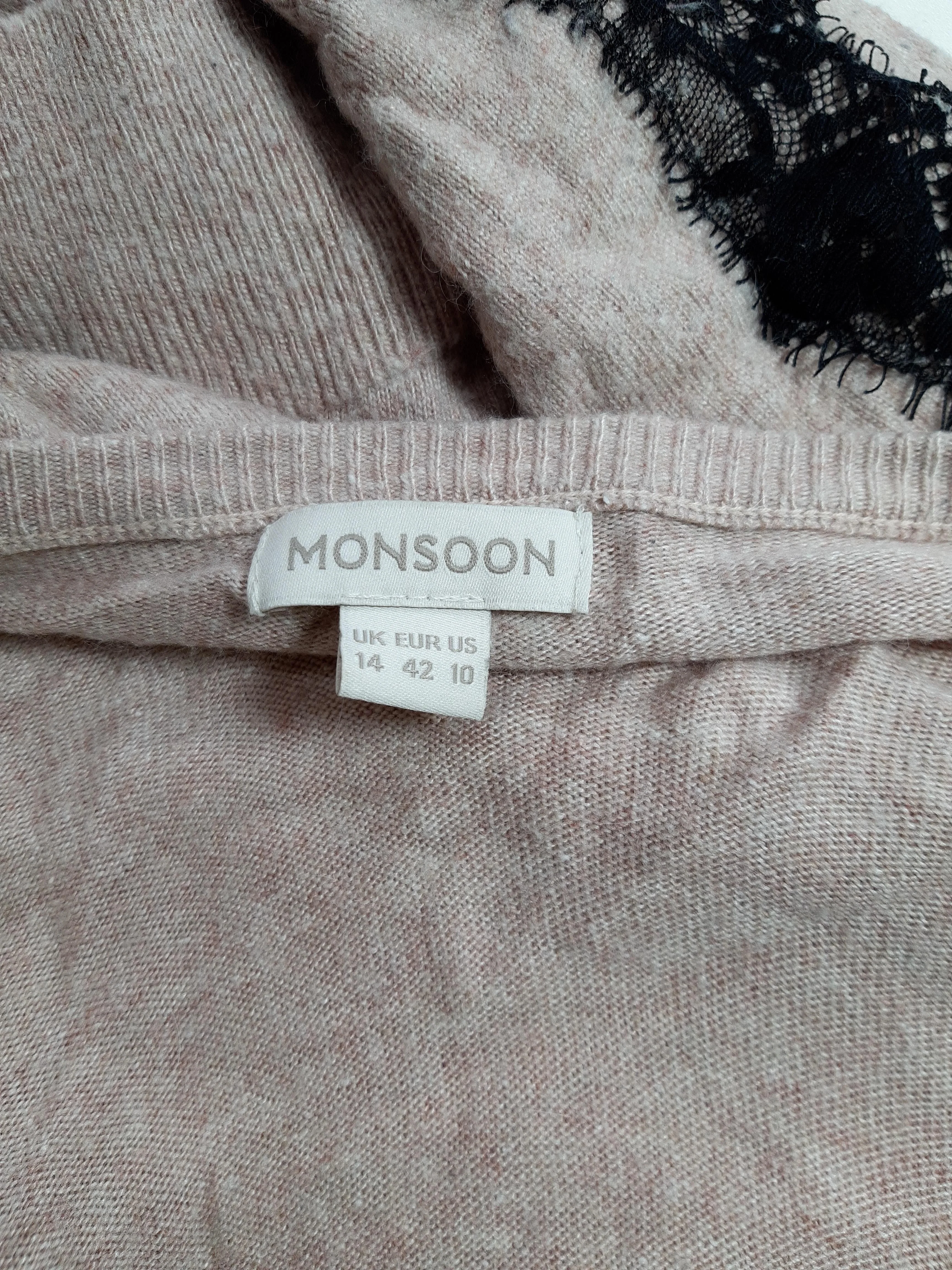 Monsoon Women's Cardigan UK 14 Pink Viscose with Nylon, Angora Cardigan - Image 6