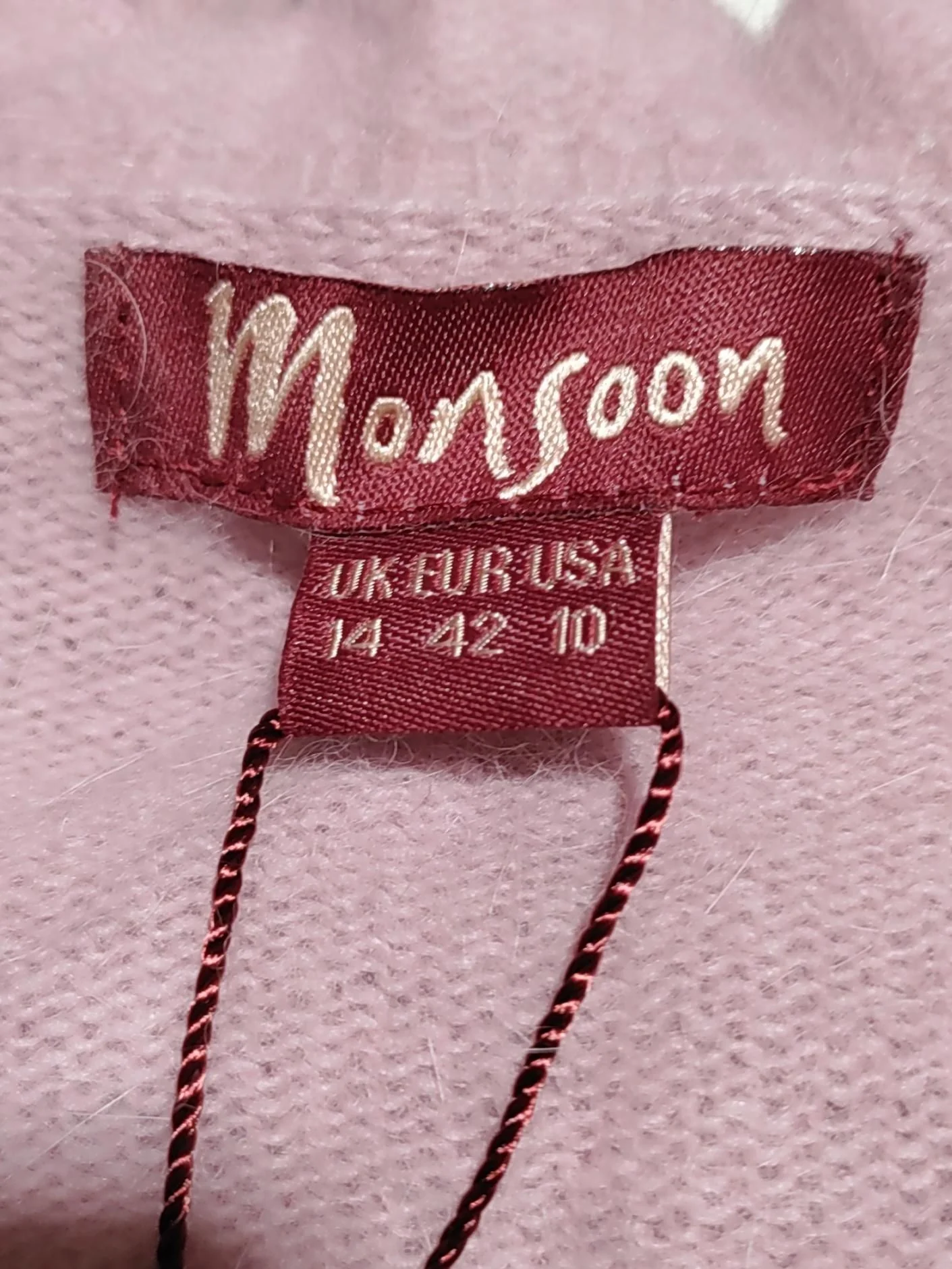 Monsoon Women's Cardigan UK 14 Pink Wool with Angora, Nylon V-Neck Cardigan - Image 5
