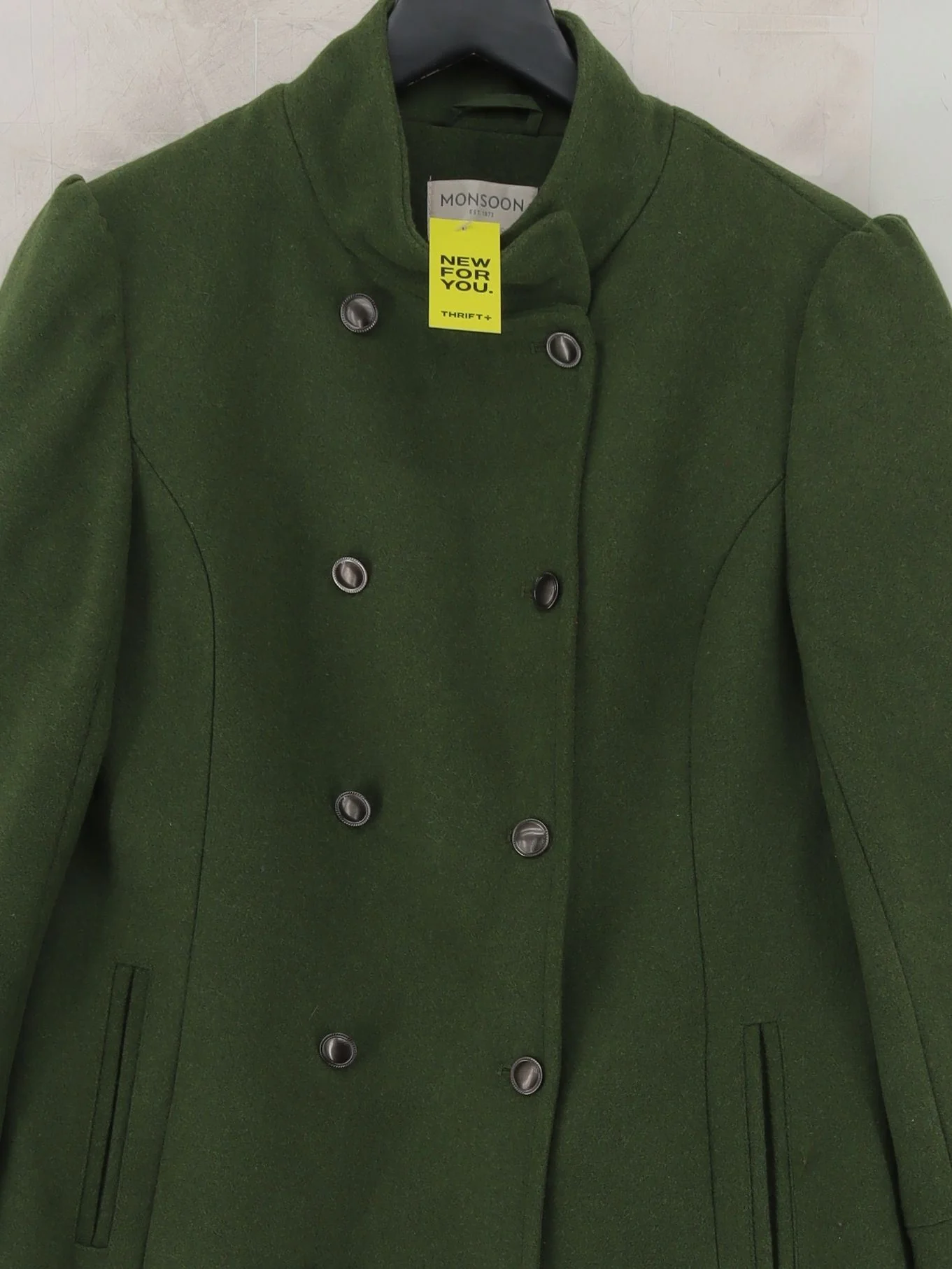 Monsoon Women's Coat UK 12 Green Wool - Image 3