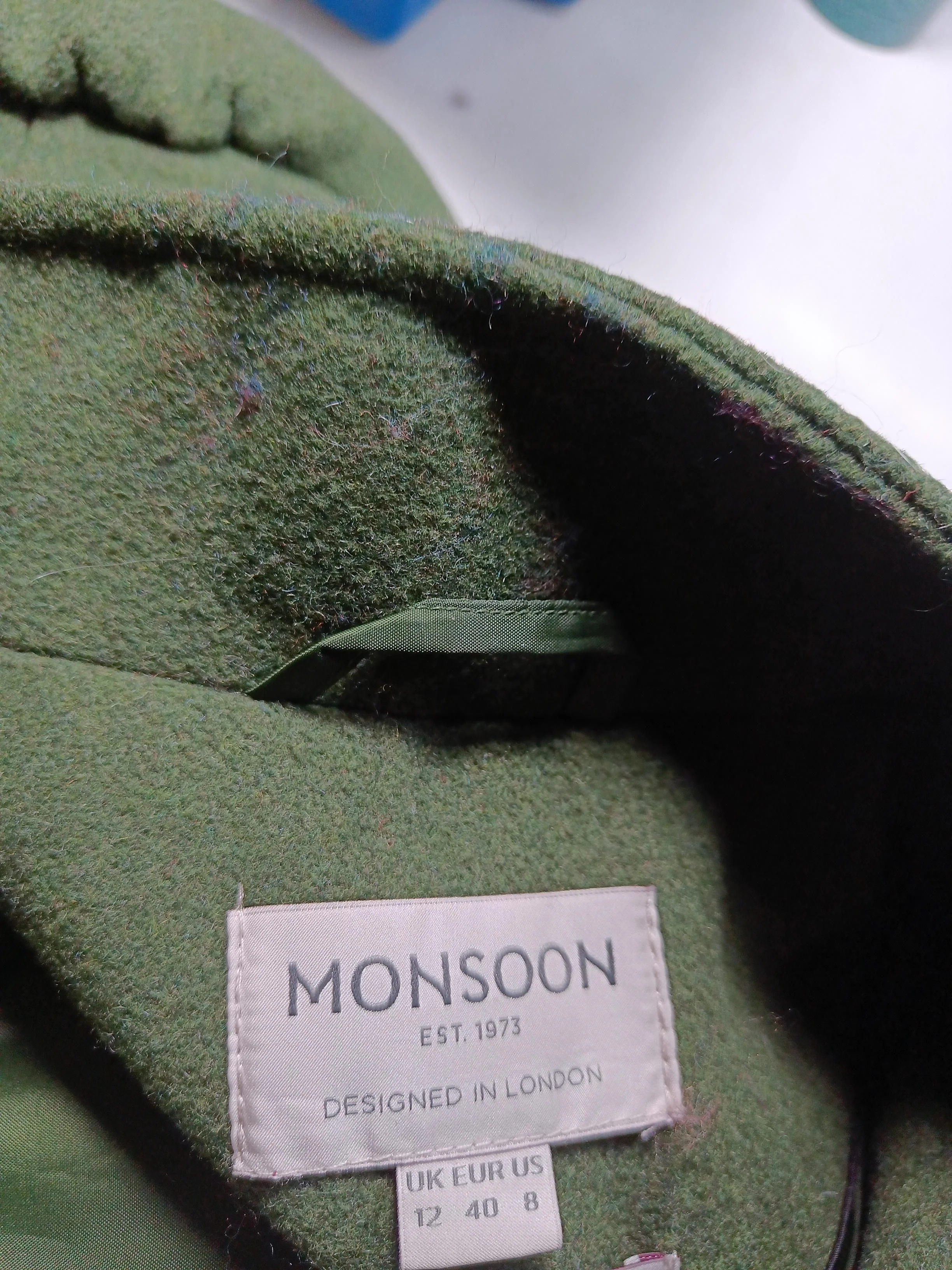 Monsoon Women's Coat UK 12 Green Wool - Image 5