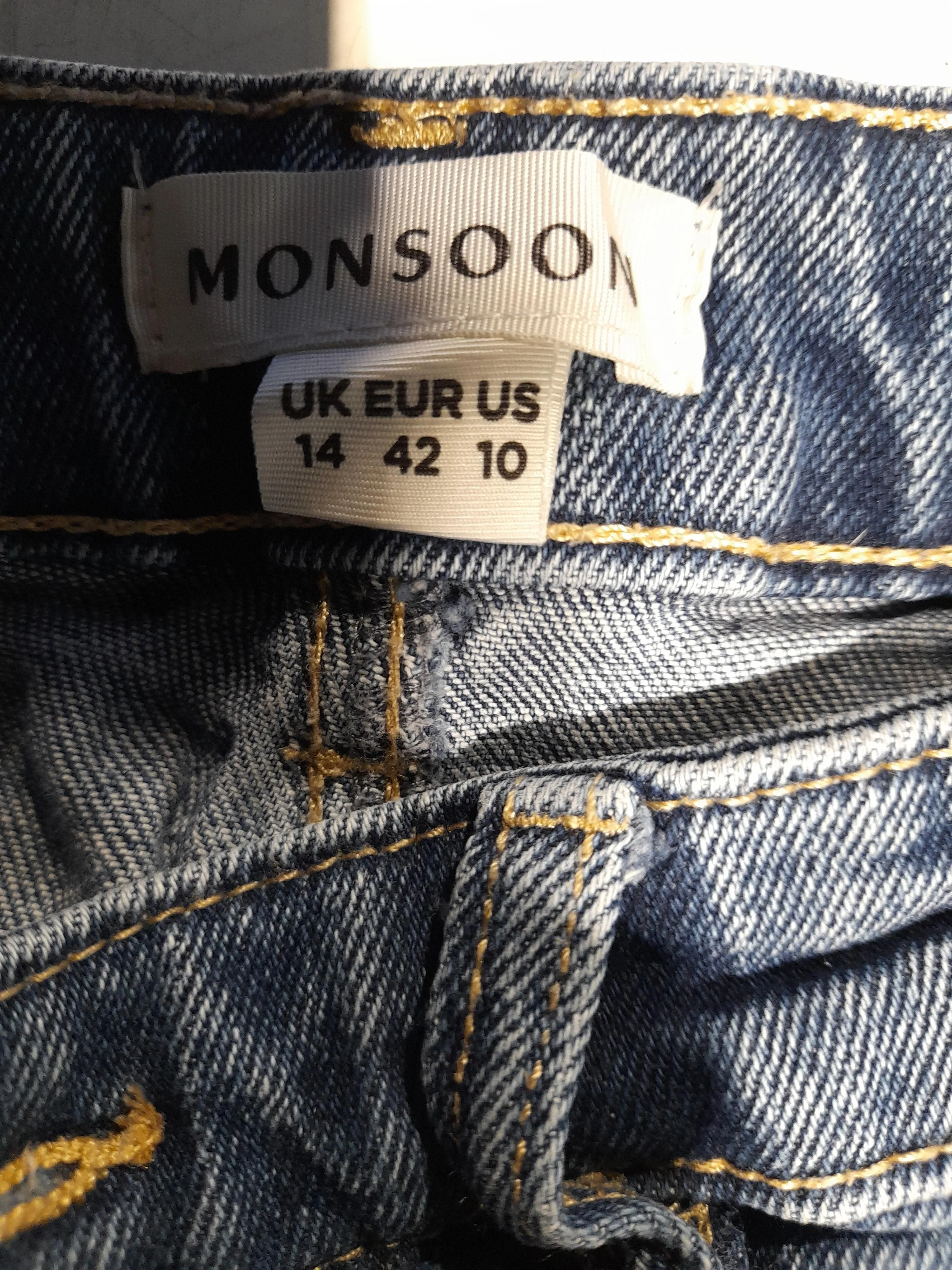 Monsoon Women's Jeans UK 14 Blue Cotton with Elastane Wide-Leg - Image 5