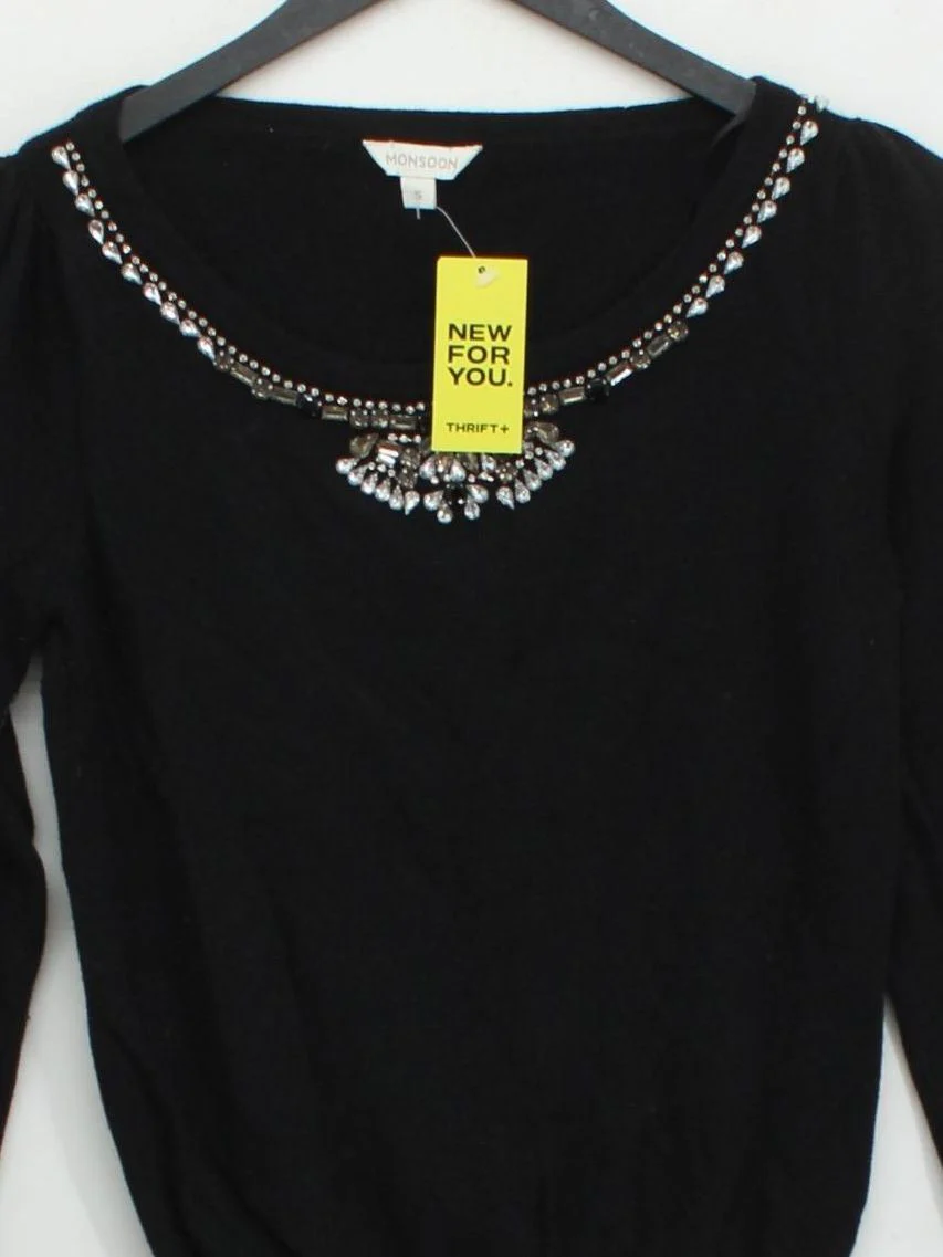 Monsoon Women's Jumper S Black Viscose with Nylon, Polyester, Angora Pullover - Image 3