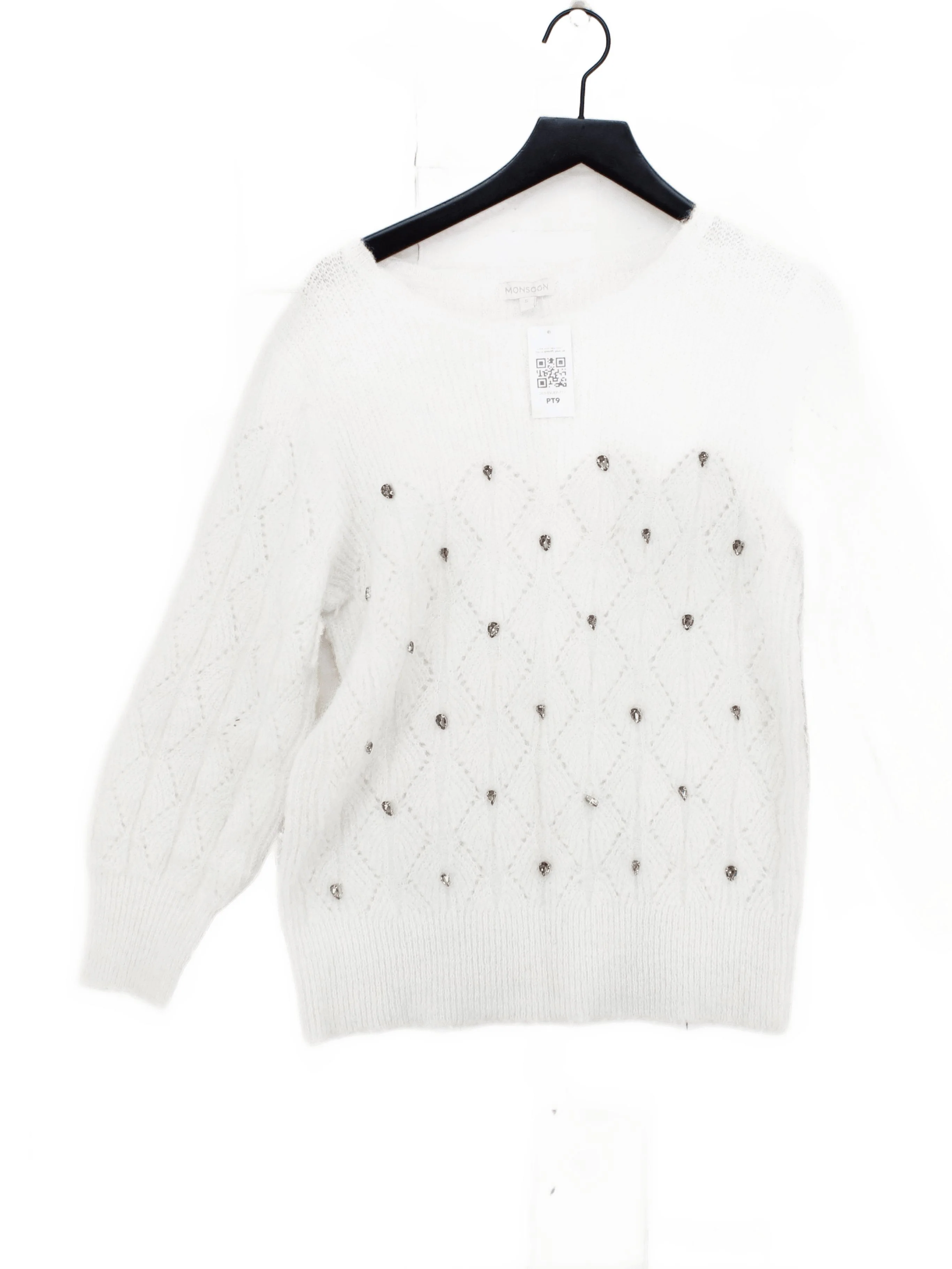 Monsoon Women's Jumper S White Polyester with Polyamide, Wool, Elastane Pullover