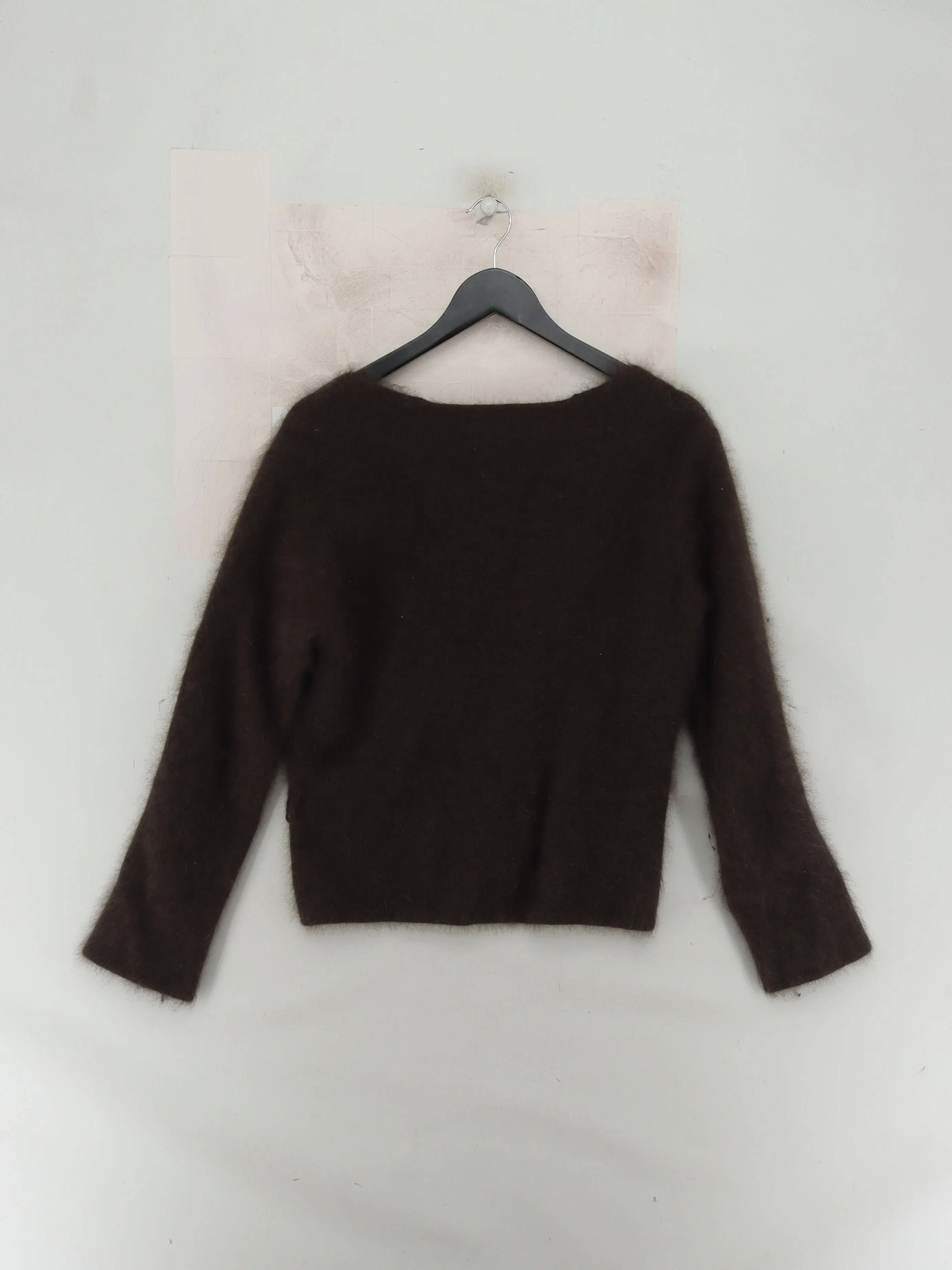 Monsoon Women's Jumper UK 14 Brown Angora with Nylon, Silk V-Neck Pullover - Image 2