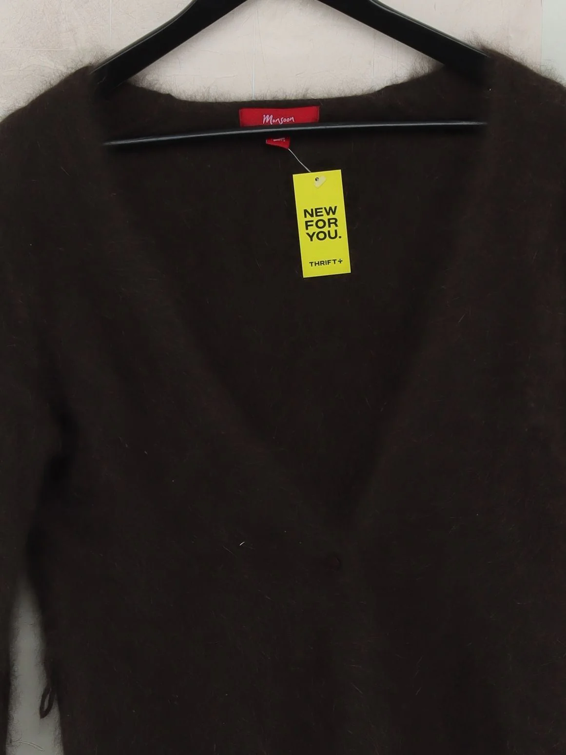 Monsoon Women's Jumper UK 14 Brown Angora with Nylon, Silk V-Neck Pullover - Image 3
