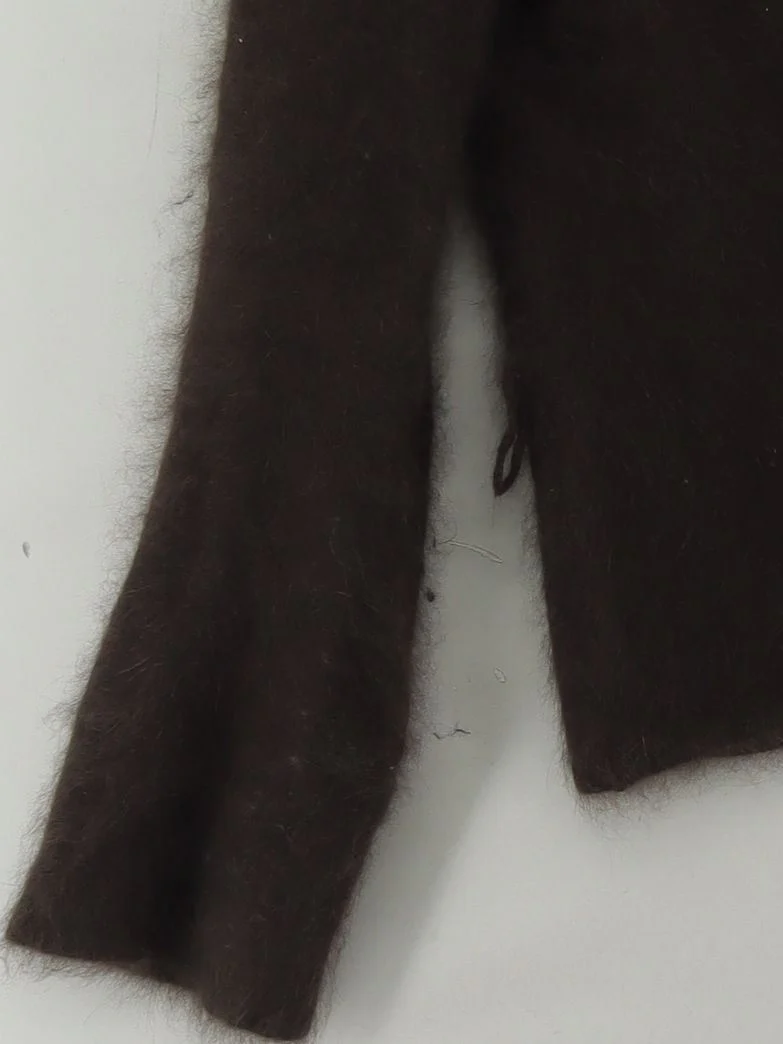 Monsoon Women's Jumper UK 14 Brown Angora with Nylon, Silk V-Neck Pullover - Image 4