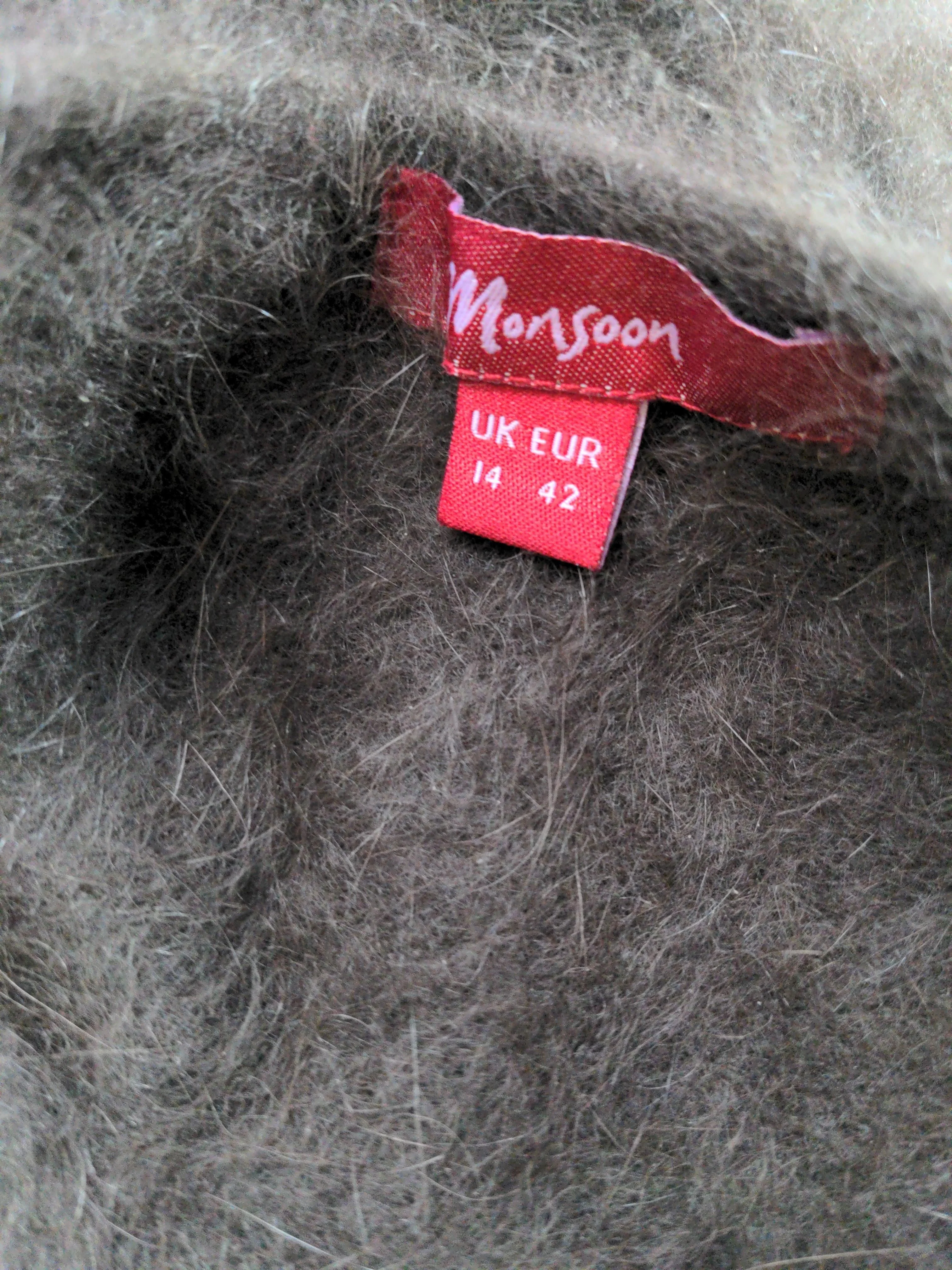 Monsoon Women's Jumper UK 14 Brown Angora with Nylon, Silk V-Neck Pullover - Image 5