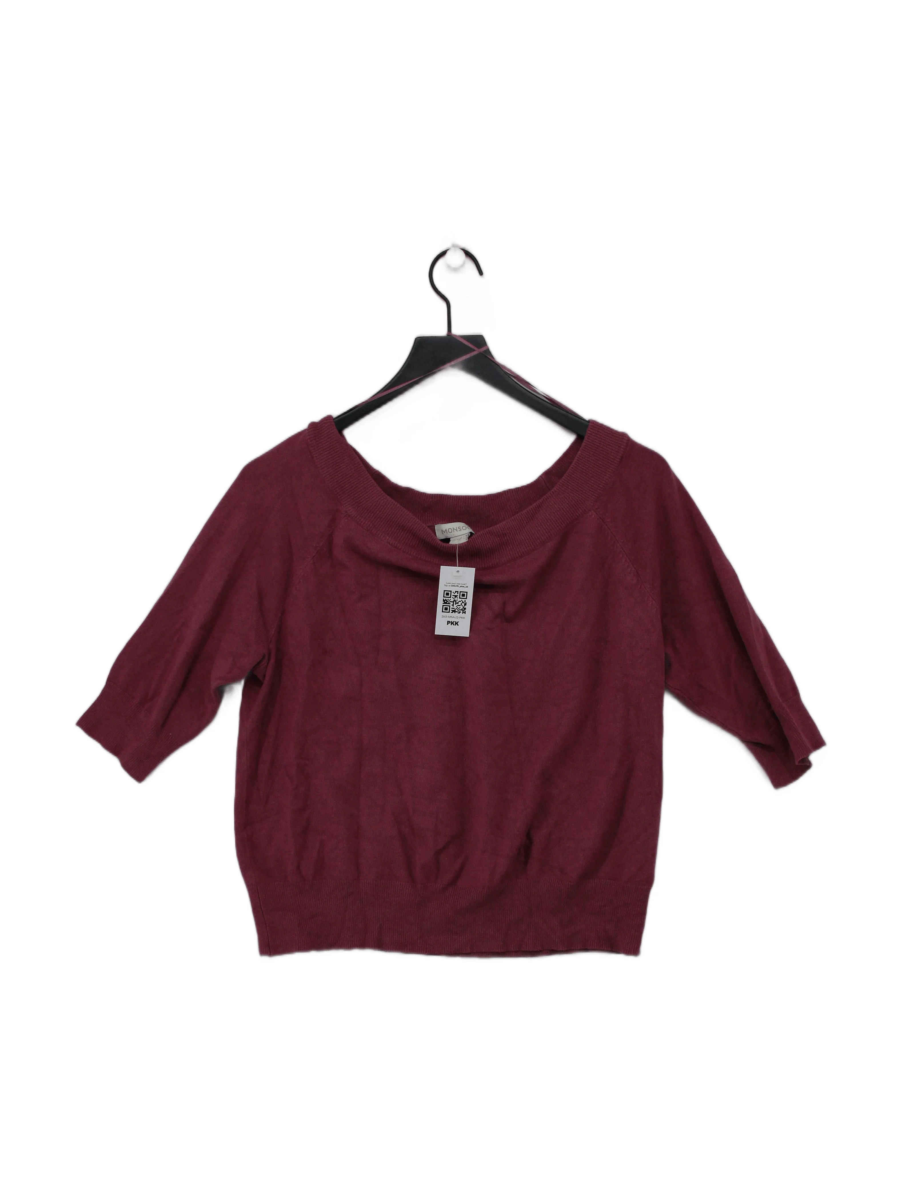 Monsoon Women's Jumper UK 14 Purple Viscose with Nylon V-Neck Pullover