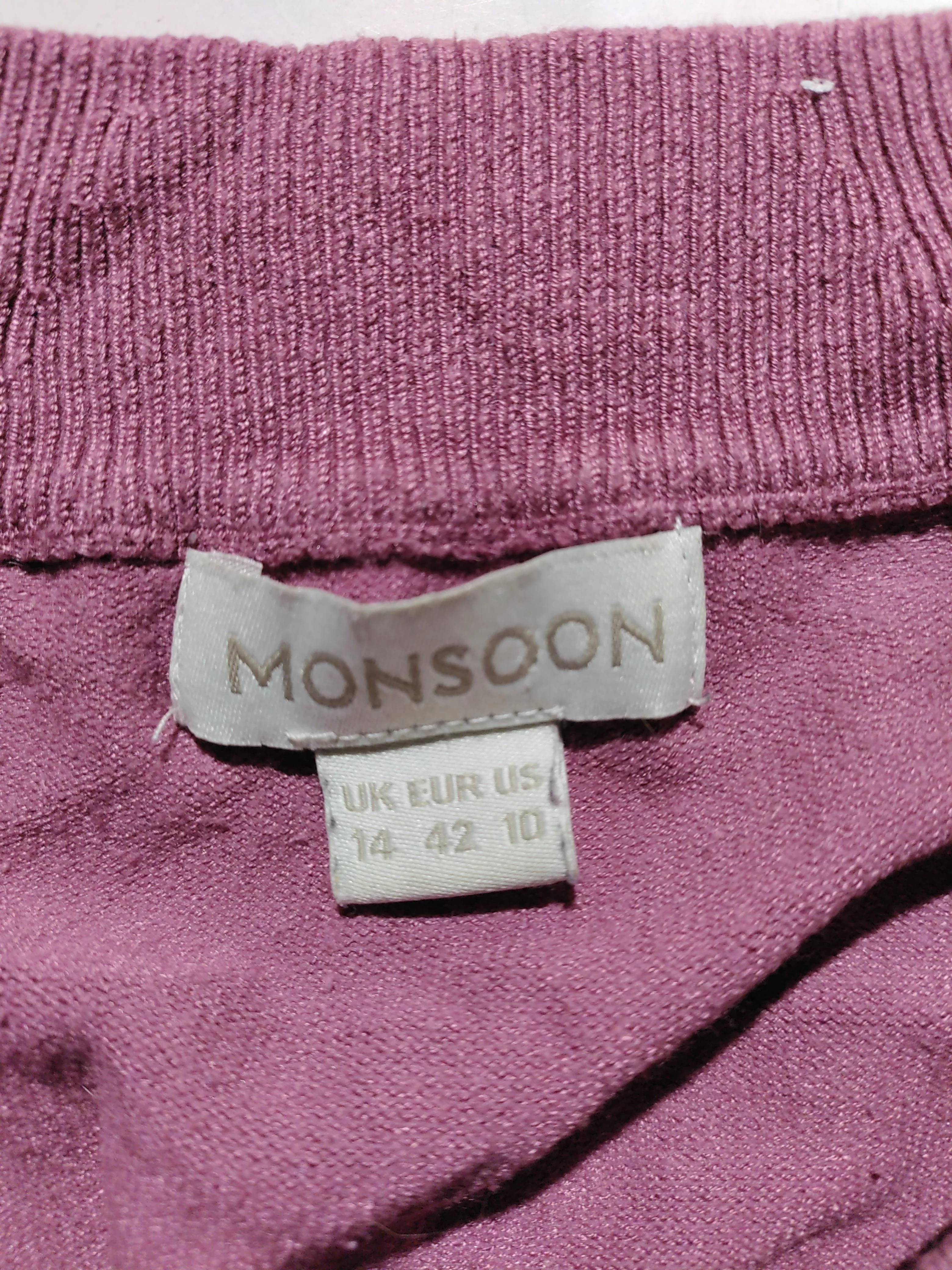 Monsoon Women's Jumper UK 14 Purple Viscose with Nylon V-Neck Pullover - Image 6