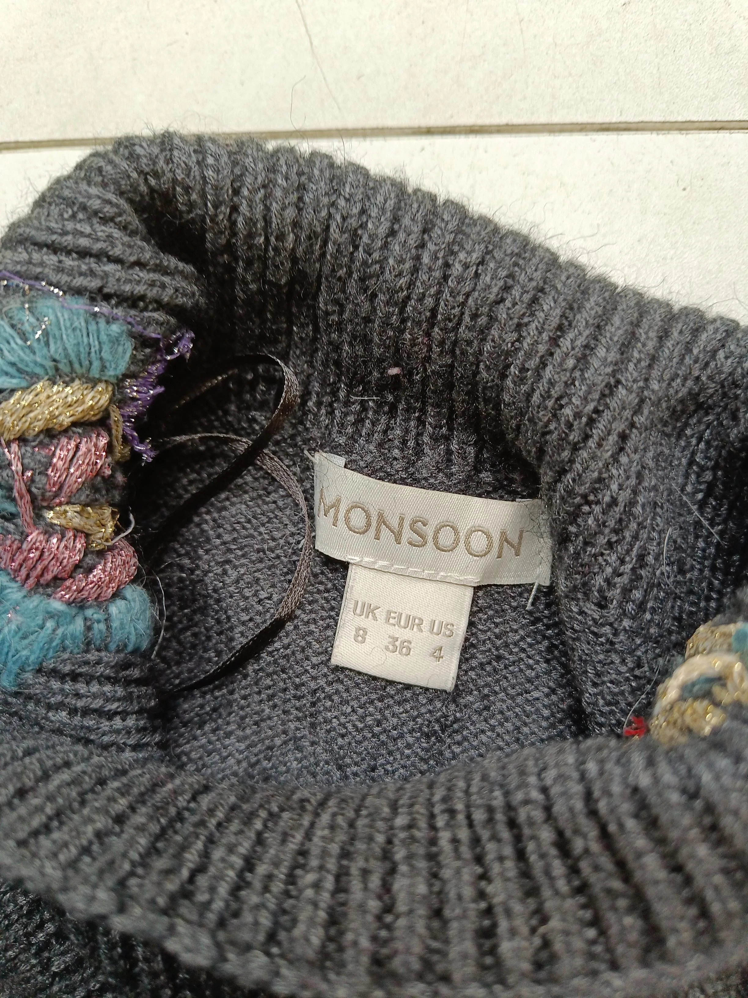 Monsoon Women's Jumper UK 8 Grey Viscose with Wool, Nylon, Angora Pullover - Image 5