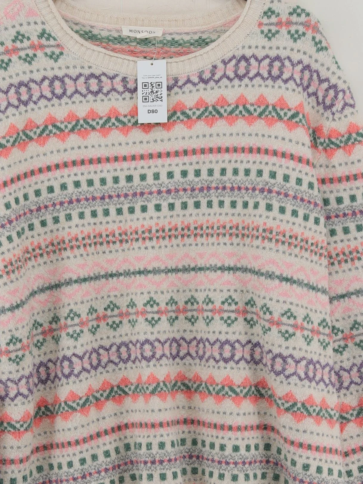 Monsoon Women's Jumper XL Cream Polyester with Acrylic, Elastane Pullover - Image 3