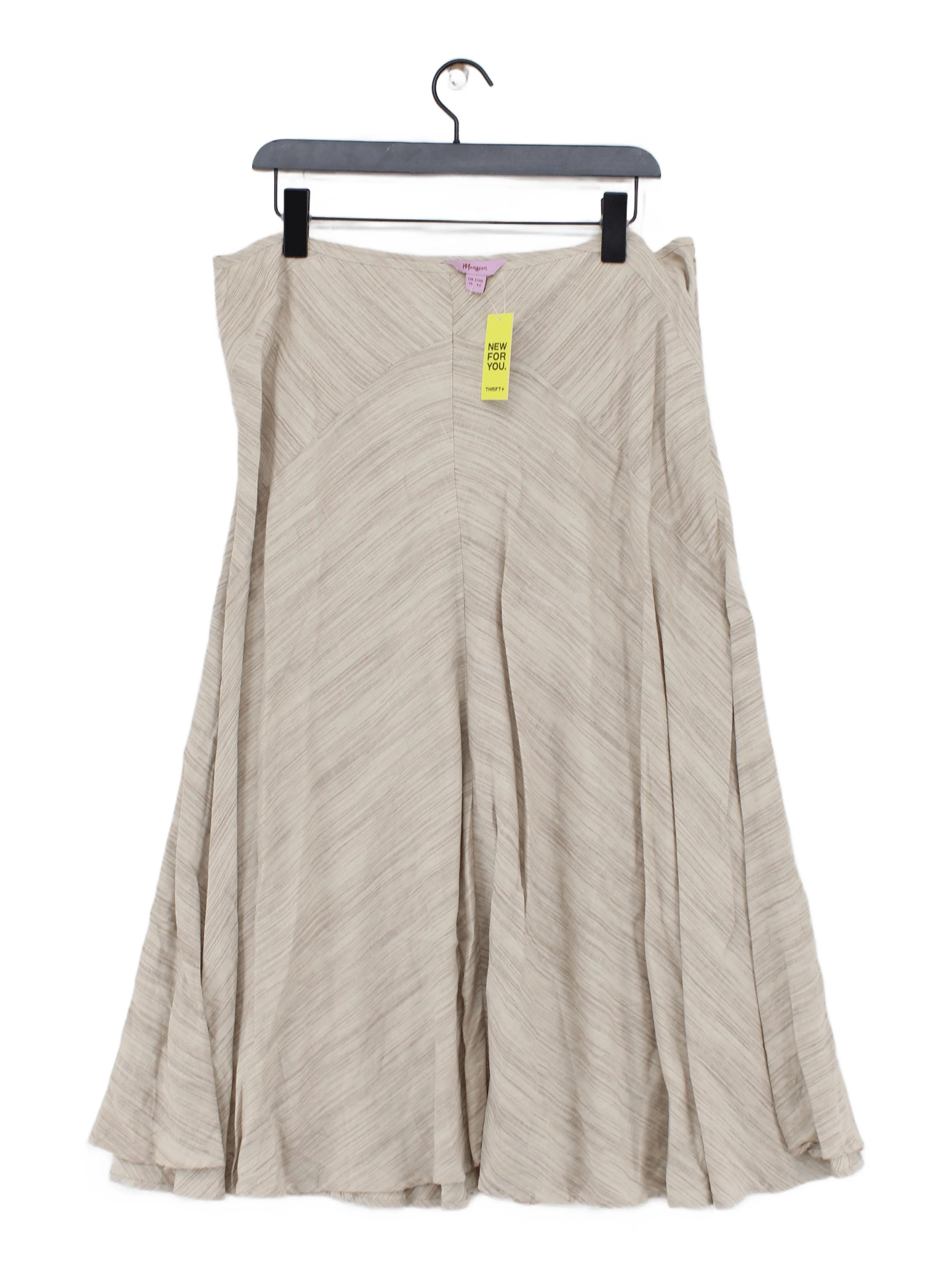 Monsoon Women's Midi Skirt L Cream 100% Linen Midi A-Line