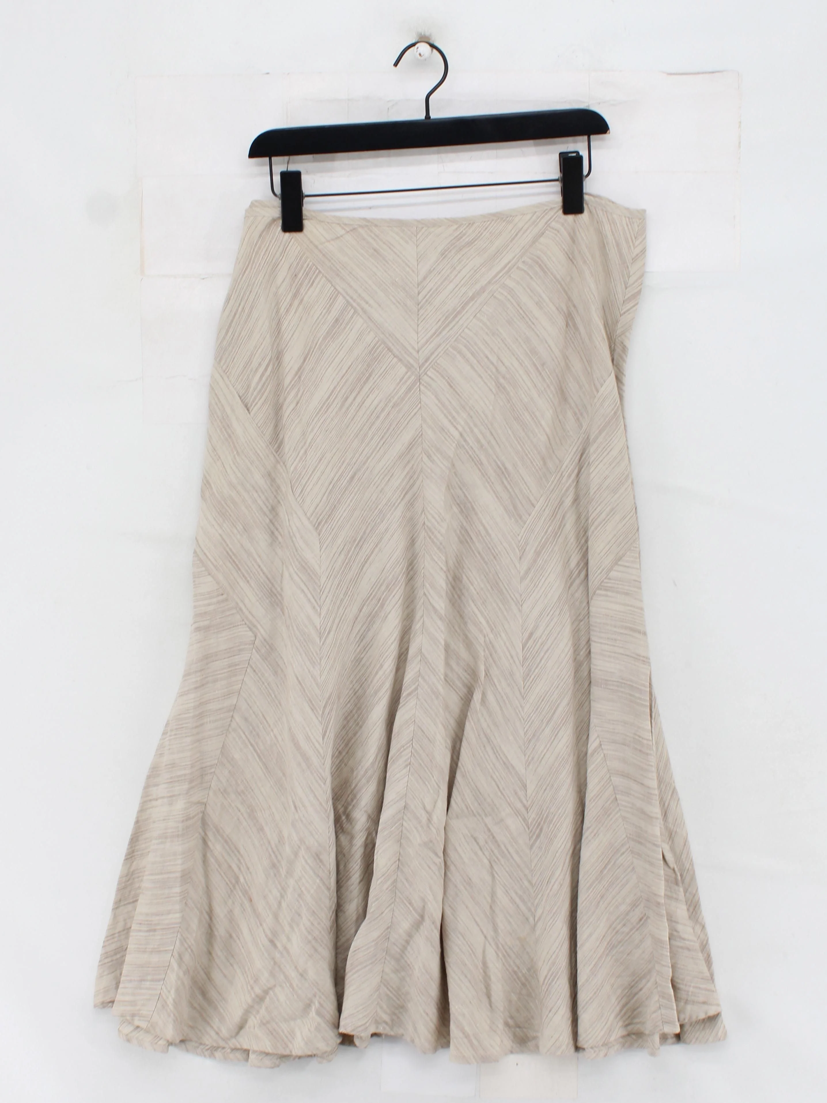 Monsoon Women's Midi Skirt L Cream 100% Linen Midi A-Line - Image 2