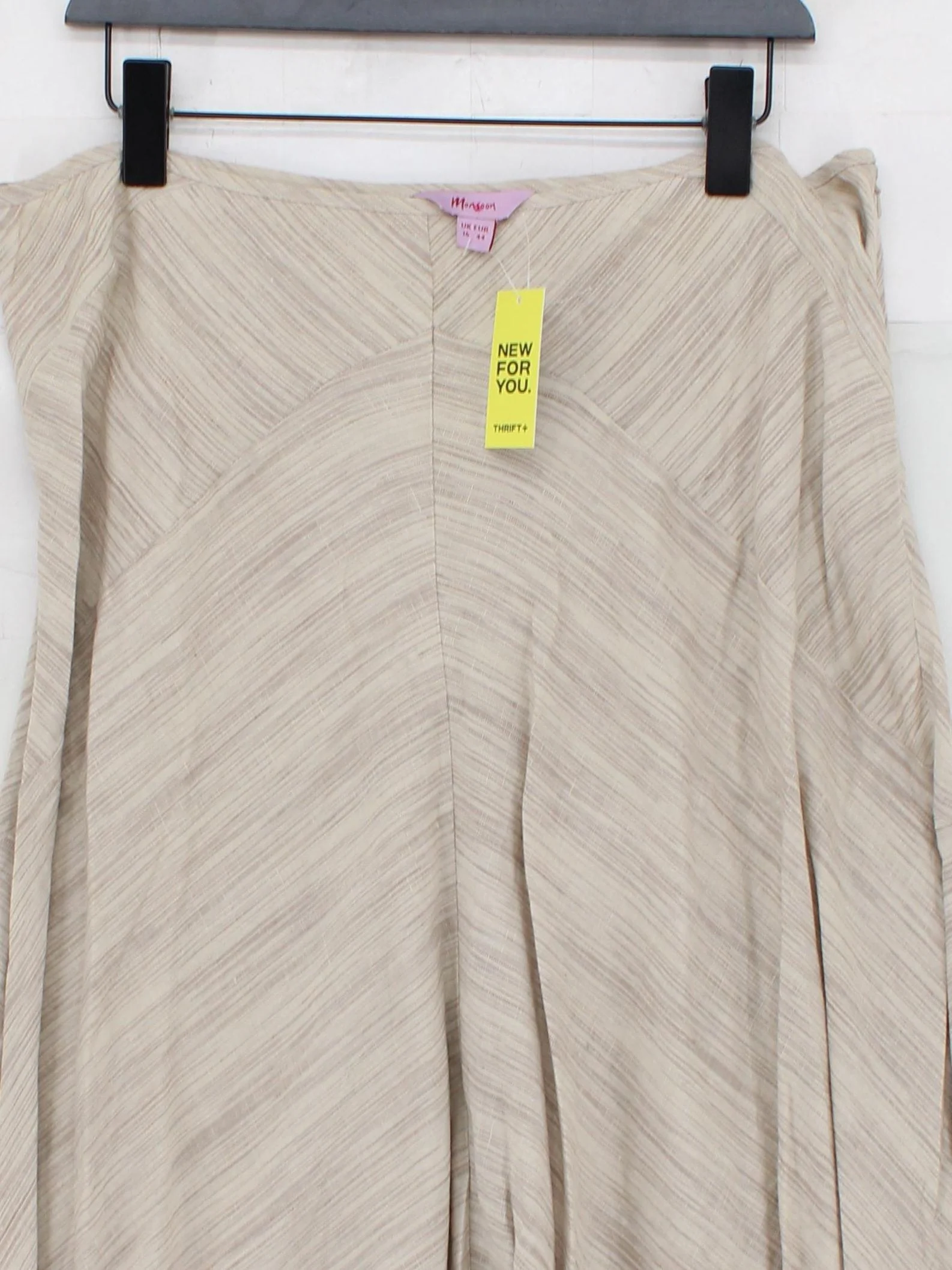Monsoon Women's Midi Skirt L Cream 100% Linen Midi A-Line - Image 3