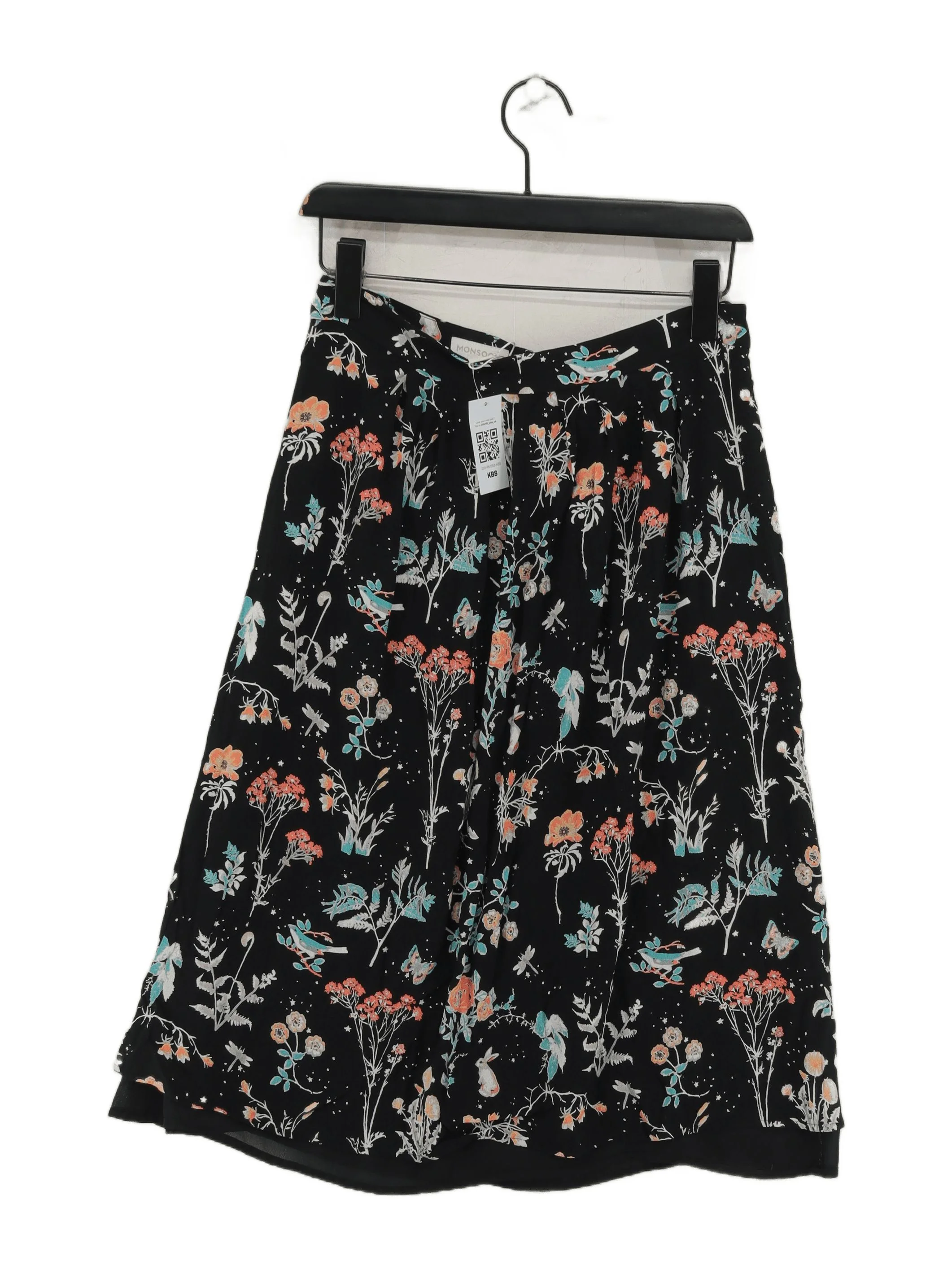 Monsoon Women's Midi Skirt M Black Floral 100% Other Midi A-Line
