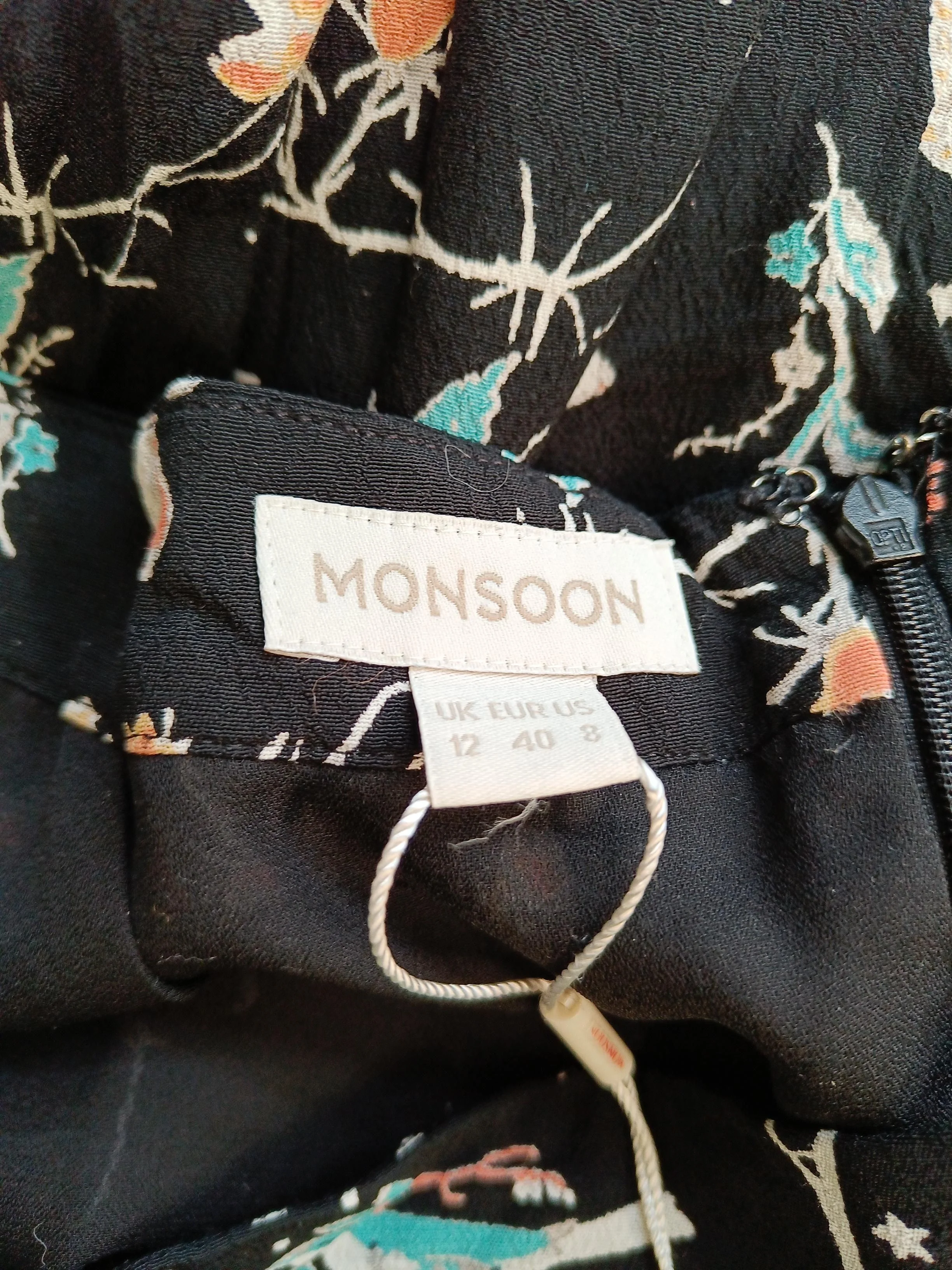 Monsoon Women's Midi Skirt M Black Floral 100% Other Midi A-Line - Image 5